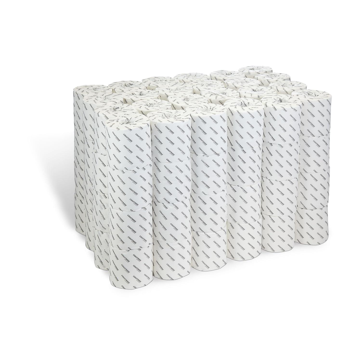 COASTWIDE 2-Ply Toilet Paper, Individually Wrapped Bath Tissue, 500-Sheets Per Roll, 96-Pack, White - Image 2
