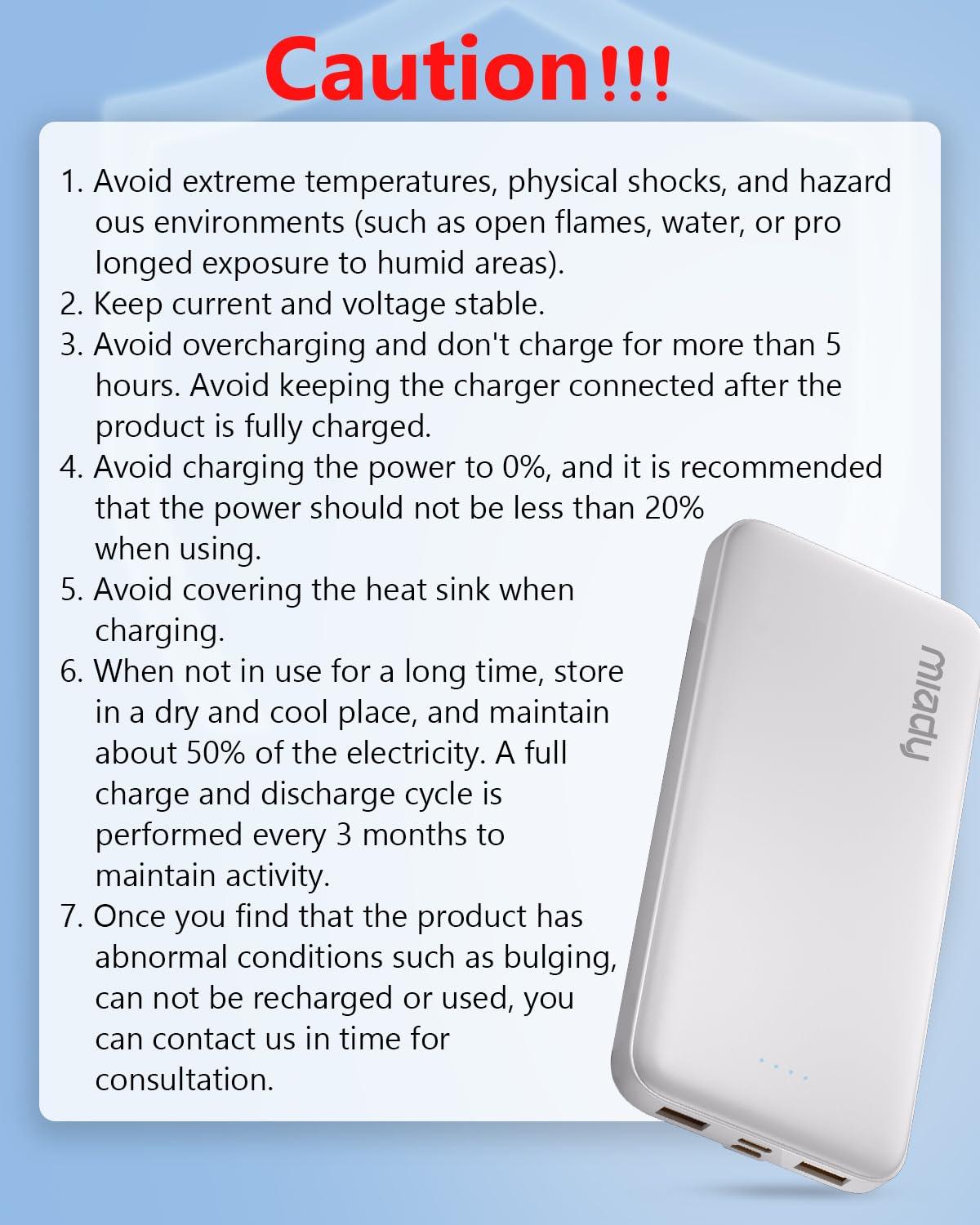 Miady 2-Pack 10000mAh Dual USB Portable Charger, USB-C Fast Charging Power Bank, Backup Charger for iPhone 15/14/13, Galaxy S23/22, Pixel and etc - Image 10