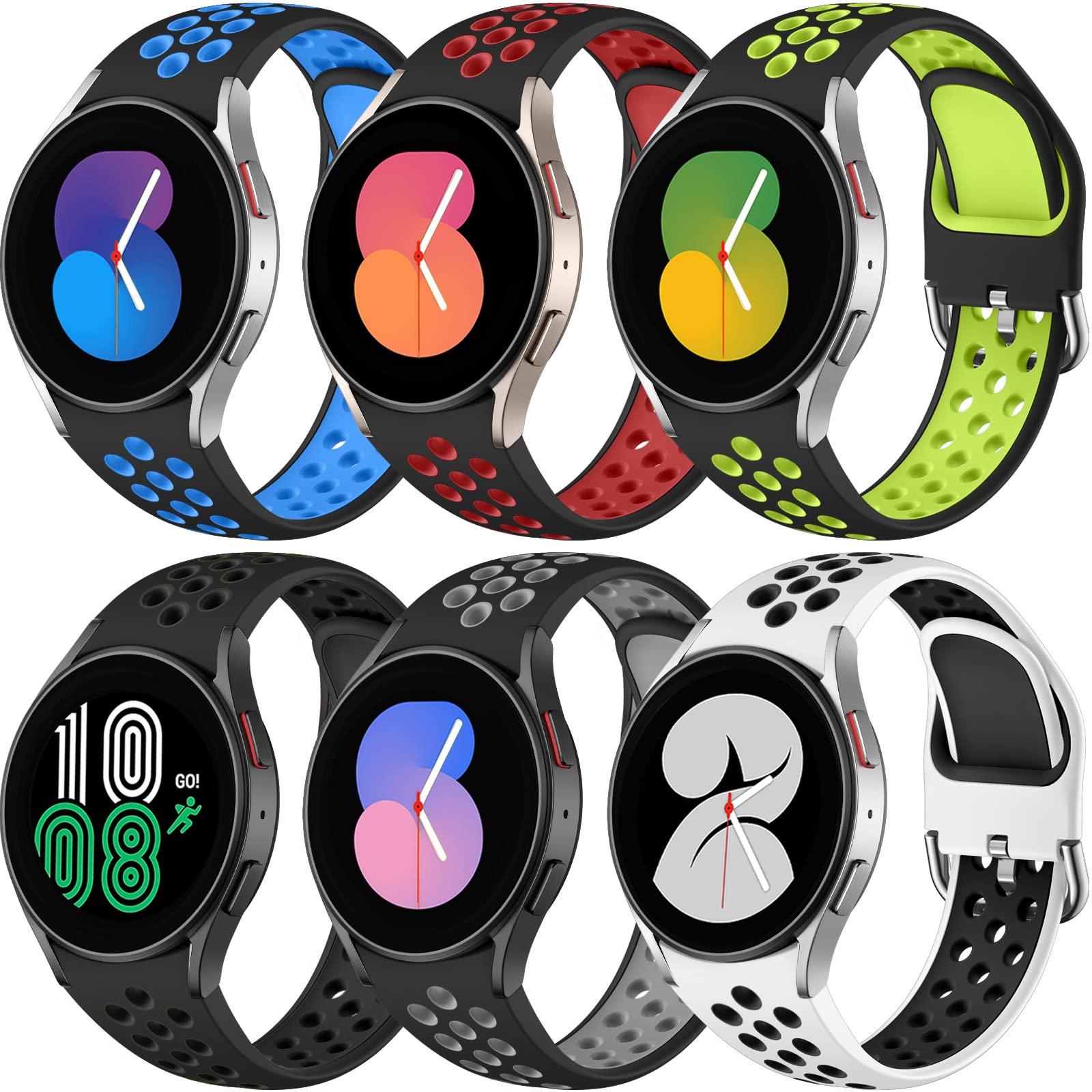 6 PACK No Gap Bands Only Compatible with Samsung Galaxy Watch 7/6/5/4 Band 40mm 44m/Watch 6 Classic 43mm 47mm/Galaxy Watch 5 Pro 45mm/4 Classic 42mm 46mm, 20mm Soft Silicone Sport Bands for Women Men