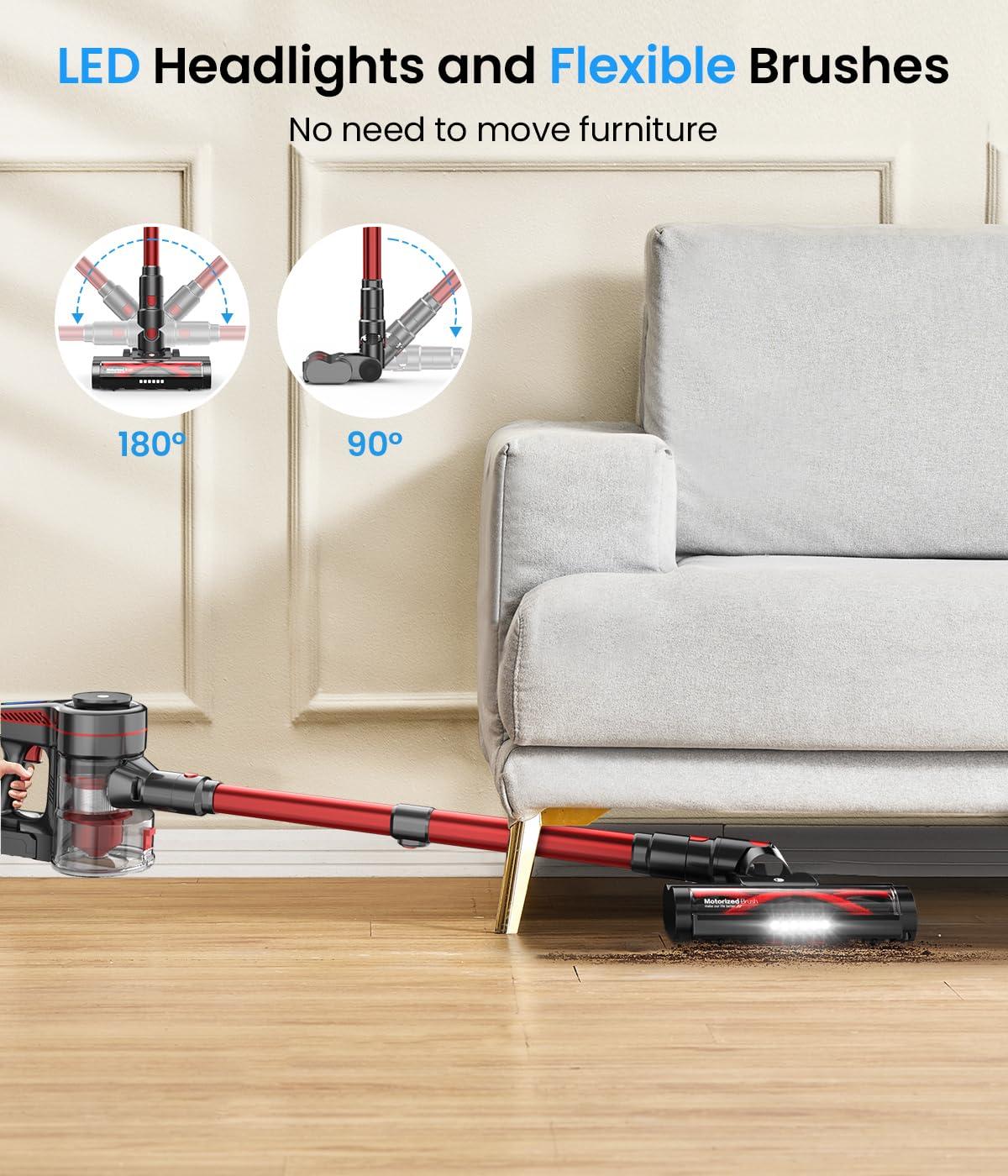 CHEBIO Cordless Vacuum Cleaner, Stick Vacuum with Powerful Suction, 45Mins Runtime Vacuum Cleaners for Home, Anti-tangle and 1.5L Dust Cup, 6 in 1 Lightweight Vacuum for Hardwood Floor Carpet Pet Hair - Image 6