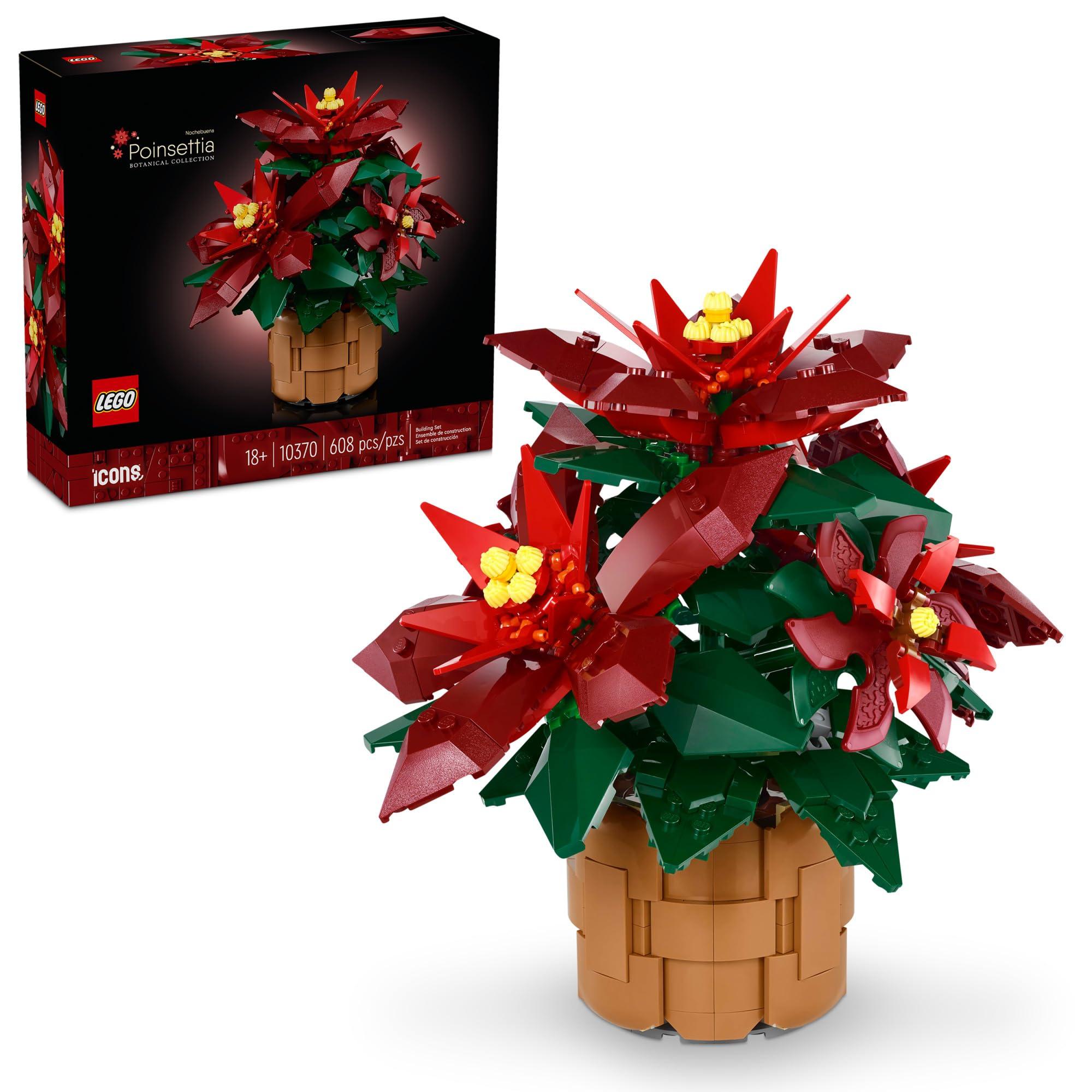 LEGO Icons Poinsettia Building Set - Artificial Flower Decorations & Centerpieces for Table, Adults Ages 18+ - 10370