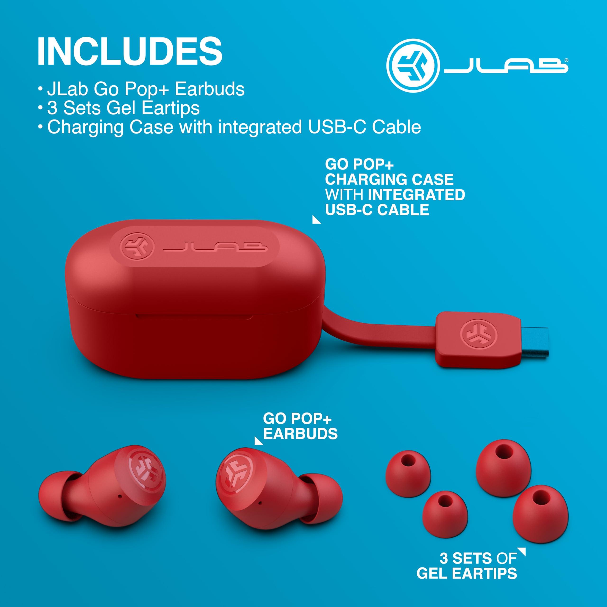 JLab Go Pop+ True Wireless Bluetooth Earbuds & Charging Case - Rose Red, App Support, Dual Connect, IPX4 Sweat Resistance, Bluetooth 5 Connection, 3 EQ Sound Settings Signature, Balanced, Bass Boost - Image 7