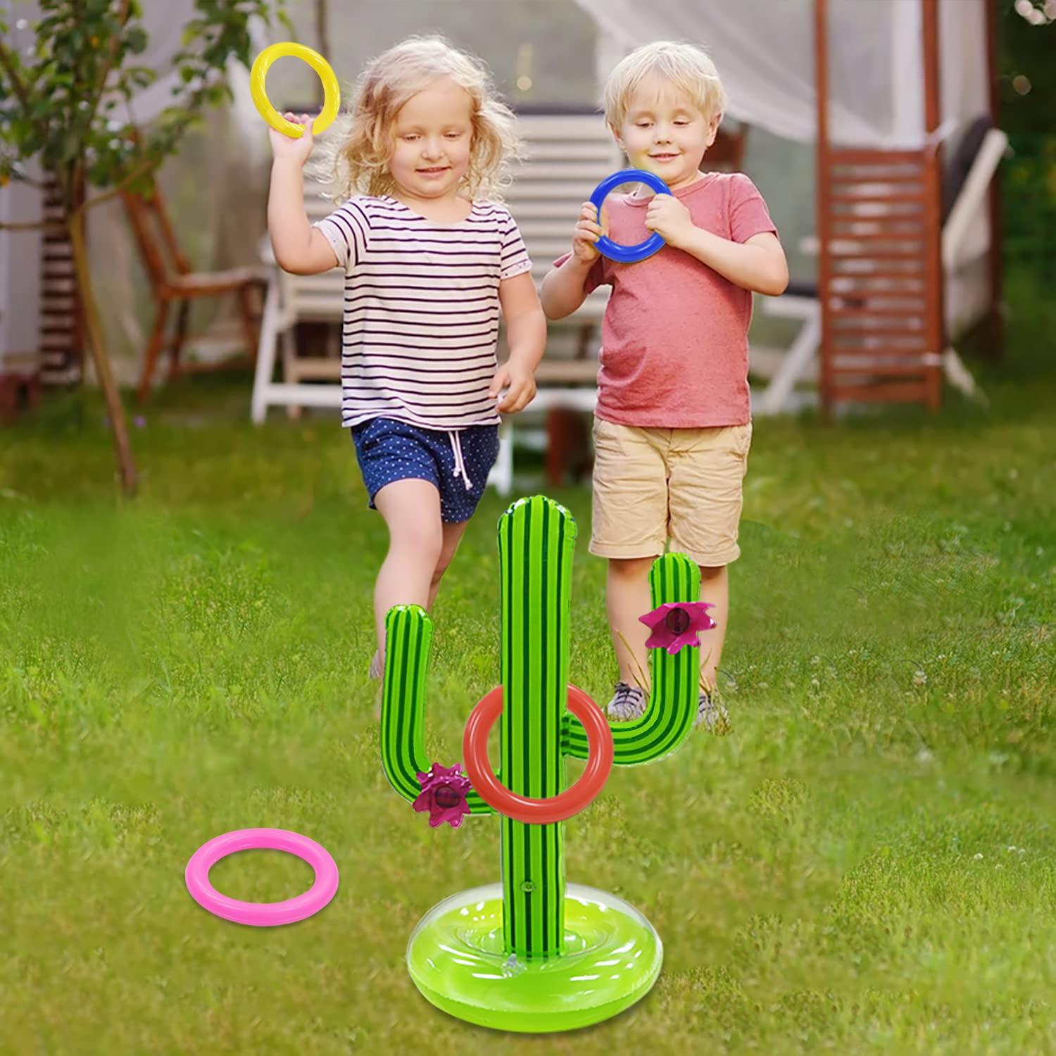 Gemle Pool Toys Games Set,Pool Basketball Hoop Inflatable Cross Ring Toss Game and Inflatable Cactus Kids for Teens Adults and Family (3 Set Water Toys) - Image 5