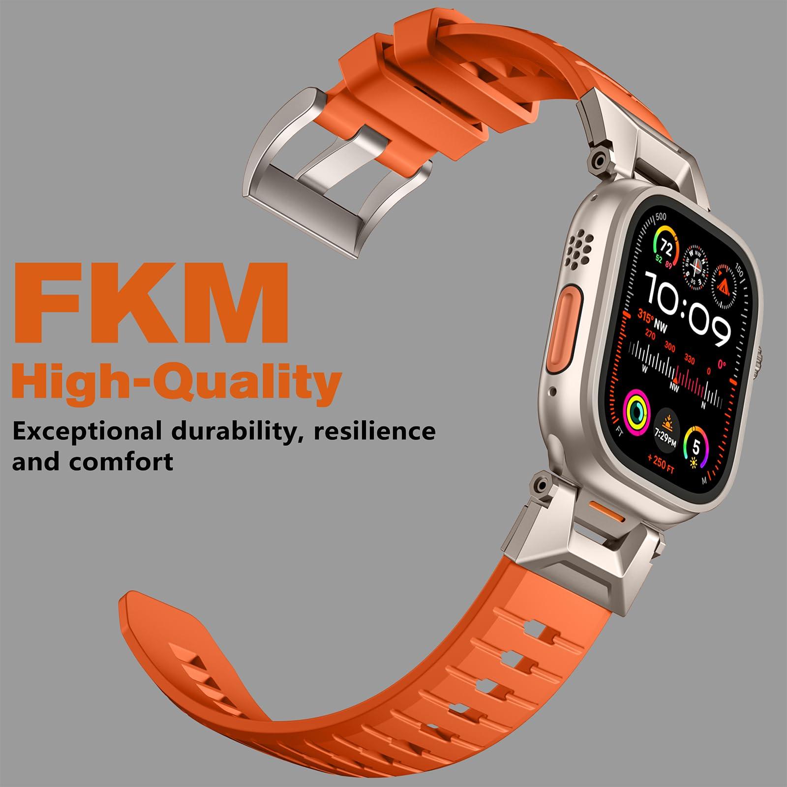 Bandletic R-Steel FKM Band + Sport Rugged Band Compatible with Apple Watch Ultra 2/Ultra Band 49mm - Waterproof Strap for for iWatch Series SE2/SE/10/9/8/7/6/5 46mm 45mm 44mm 42mm (Series 3/2/1) - Image 3