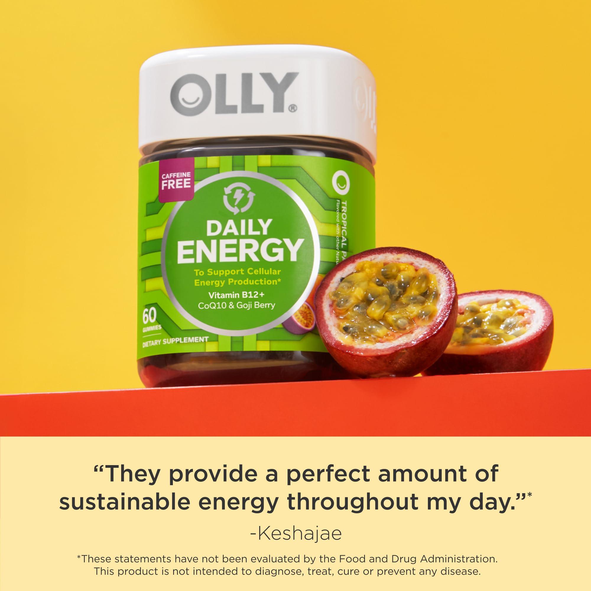 OLLY Daily Energy Gummy, Caffeine Free, Vitamin B12, CoQ10, Goji Berry, Adult Chewable Supplement, Tropical Flavor - 60 Count - Image 6