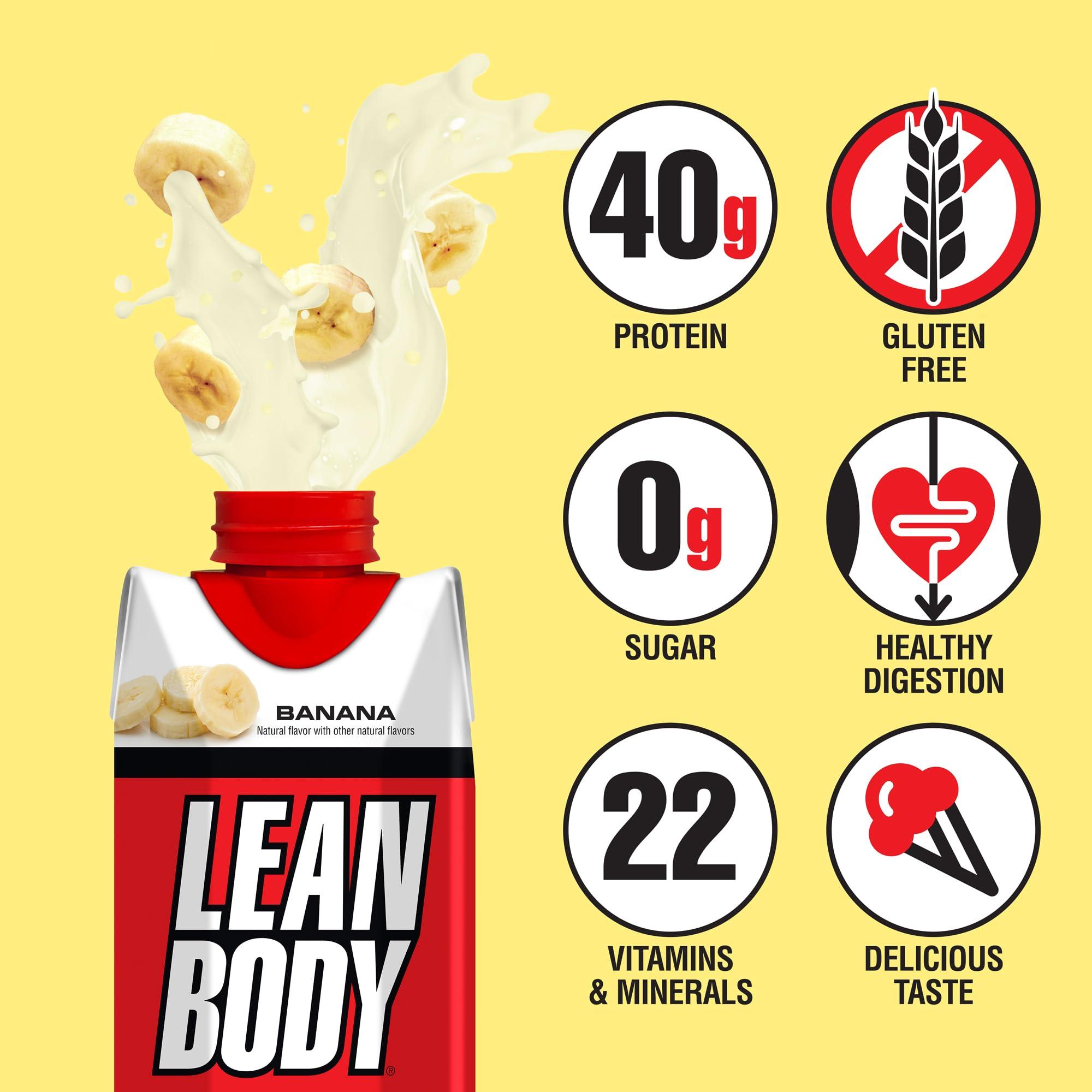 Lean Body Ready-to-Drink Banana Protein Shake, 40g Protein, Whey Blend, 0 Sugar, Gluten Free, 22 Vitamins & Minerals, 17 Ounce (Recyclable Carton & Lid - Pack of 12) LABRADA - Image 3