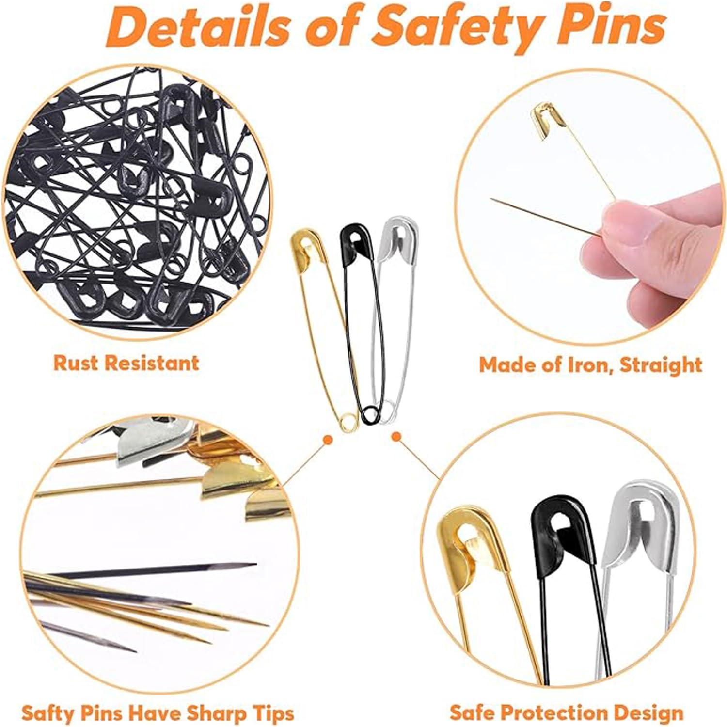 600 Pcs Safety Pins Assorted, 4 Sizes Large and Small Safety Pins for Clothes,Black Gold Silver Safety Pin Rust Resistant for Art,Crafts, Sewing and Jewelry Making - Image 4