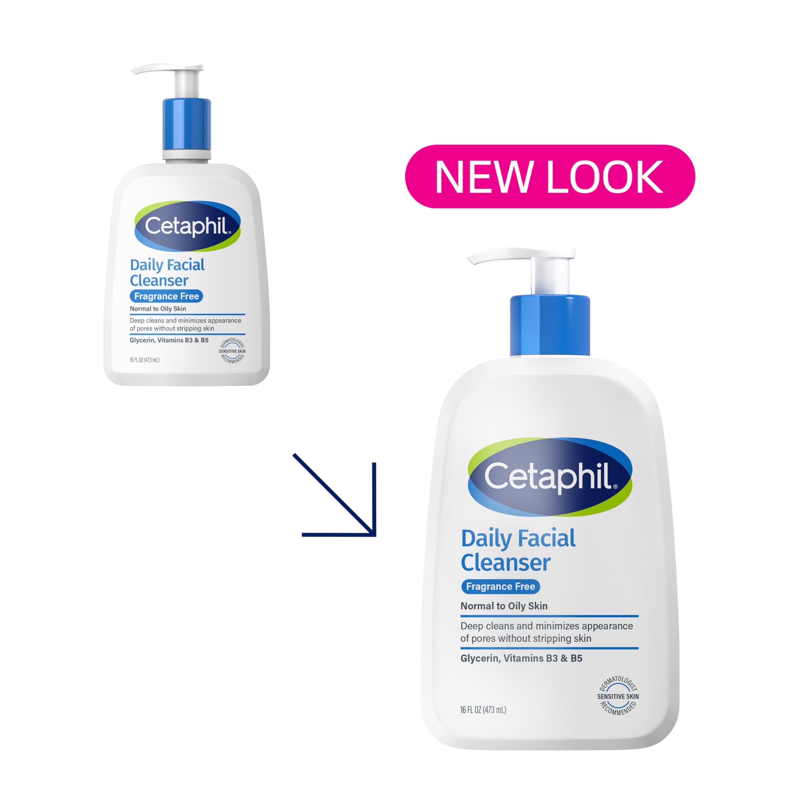 Cetaphil Face Wash, Daily Facial Cleanser for Sensitive, Combination to Oily Skin, 16 Oz, Fragrance Free, Gentle Foaming, Soap Free, Hypoallergenic - Image 3