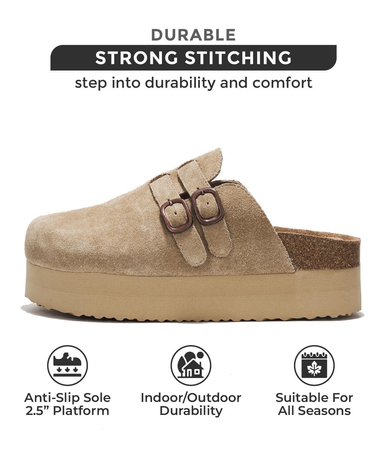 Project Cloud 100% Genuine Leather Clogs for Women - Wedge Womens Clogs Platform Sandals with Memory Foam Insole - Heeled Mules for Women 2025 (Stephi) - Image 3
