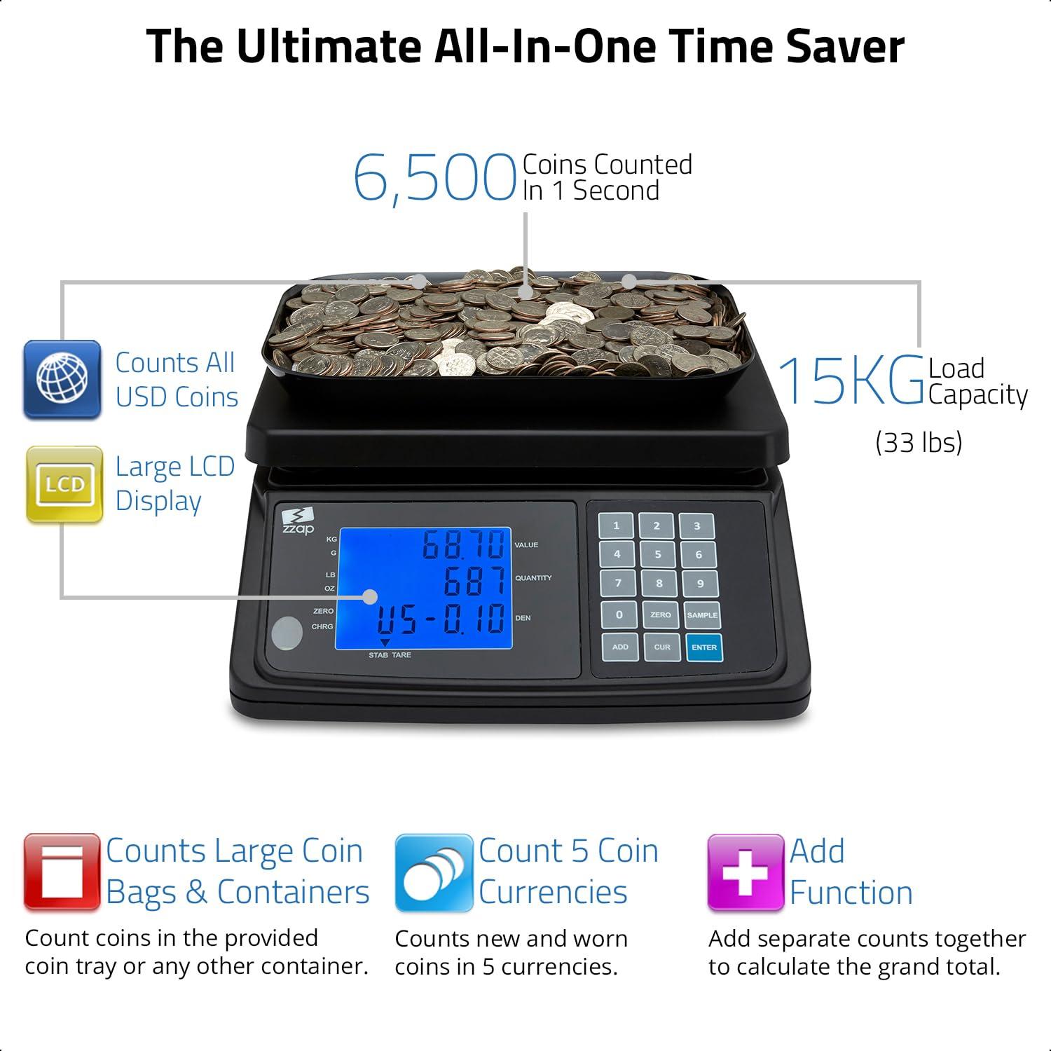 ZZap MS20 Coin Counting Scale - Money Cash Currency Weighing Machine - Image 2