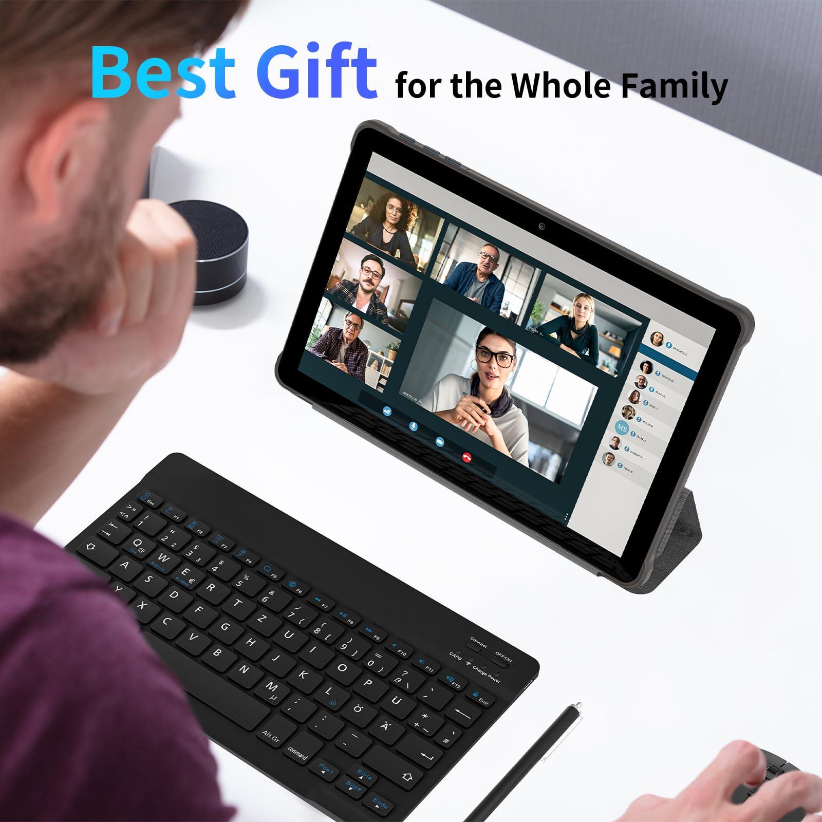 AWOW Tablet 10 inch with Keyboard: Android 14 8GB+64GB Widevine L1 8-Core CPU Tablet PC 7000mAh Battery Face Recognition Metal Body with Keyboard, Mouse, Type C, Adapter, Case, OTG Adapter, Pen - Image 8