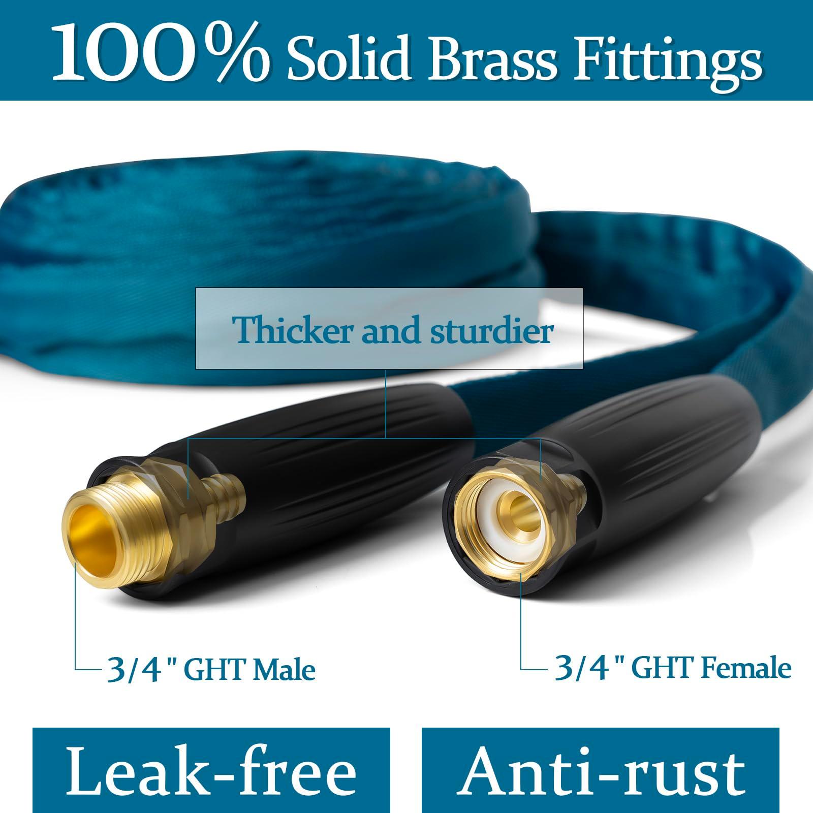 Gnimihz Garden Hose 50ft, Made of TPE(Not PVC), Ultra-Light & Flexible Water Hose with Solid Brass Fittings, Non-Shrinking, Easy to Storage, Drinking Water Safe Material, All-weather, SeaBlue - Image 3