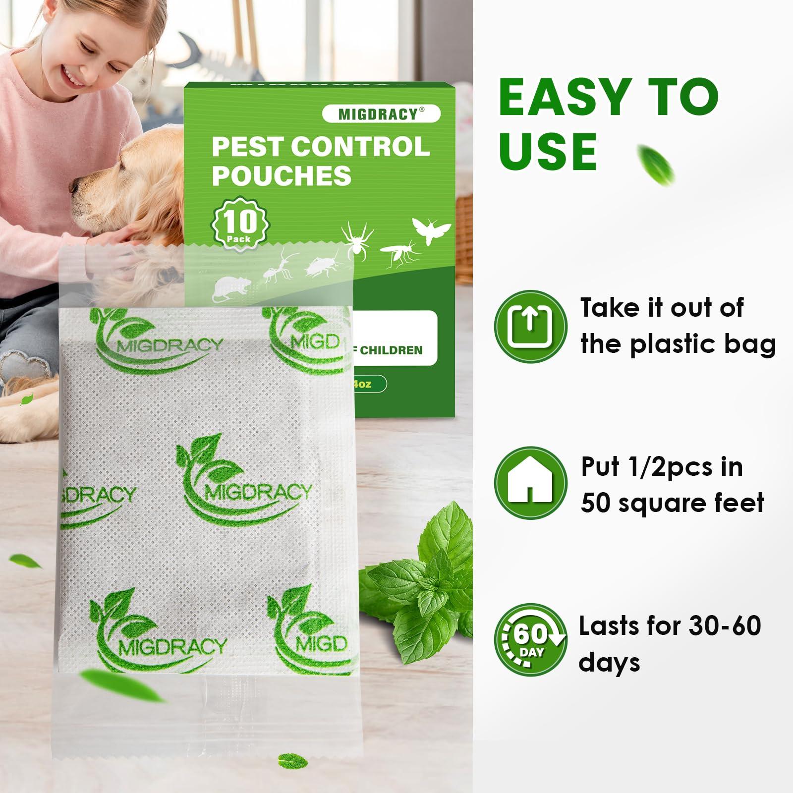 Migdracy Pest Control Pouches, Insect and Mice Repellent Pouches, 10Pcs Peppermint Oil to Rat, Ant, Roach, Spider, Mosquito & Moth, Indoor Use - Image 7