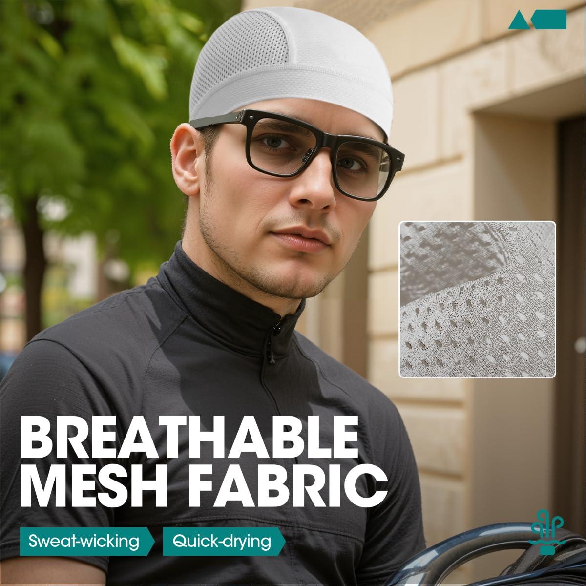 LMMHEIZI 2 Pack Summer Skull Cap Helmet Liner Breathable Cooling Beanie Running Cycling Hat for Men Women - Image 2