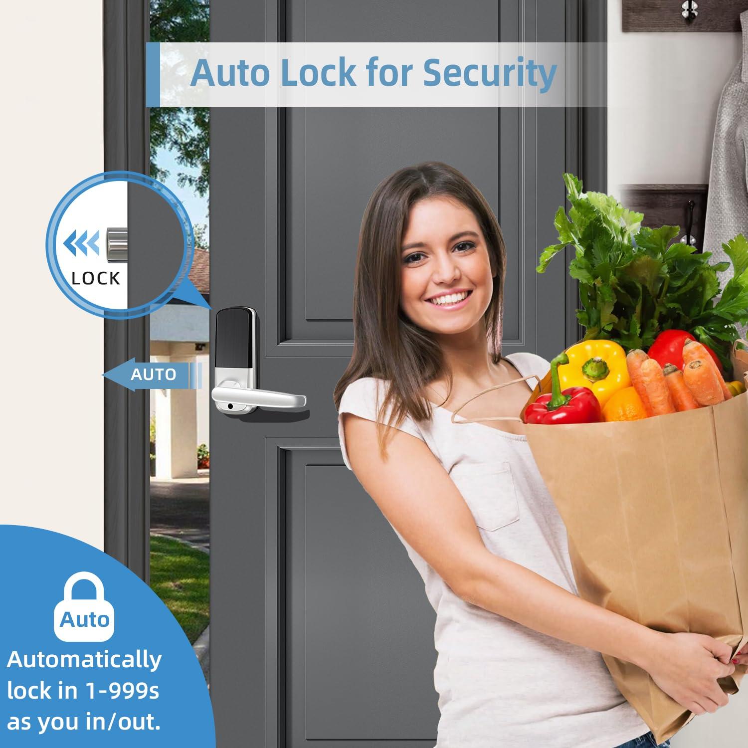 Keyless Entry Door Lock with Keypad, Fingerprint Exterior Locks, Door Handle Deadbolt with Code, Smart Locks for Front Door, Electronic Digital Keypad Smart Lock, Auto Locked & App Control - Image 5