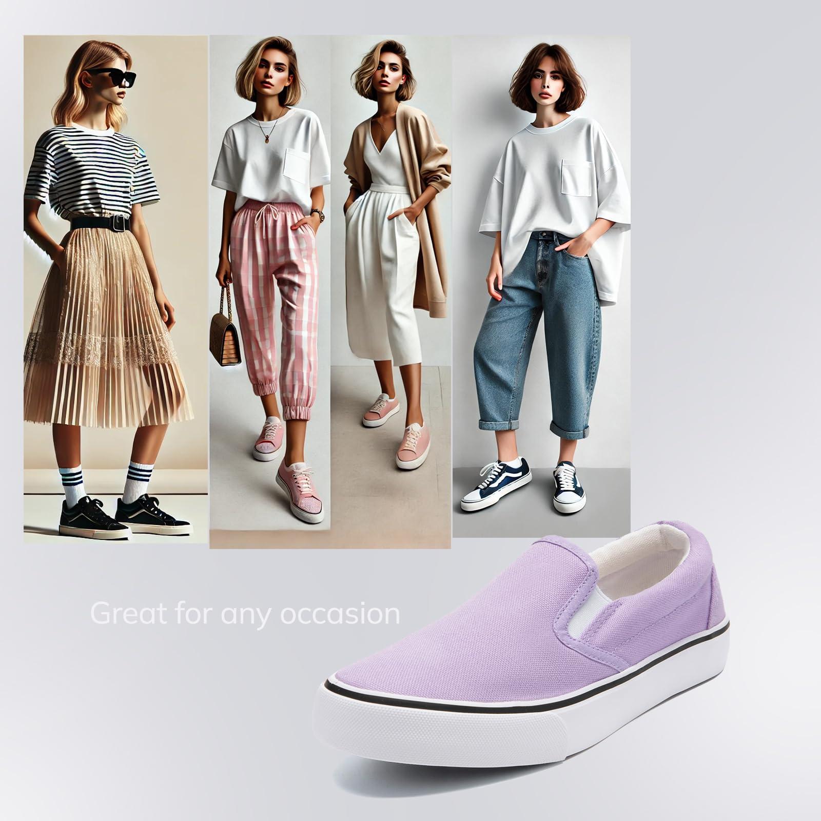 Low-Top Slip Ons Women's Fashion Sneakers Casual Canvas Sneakers for Women Comfortable Flats Breathable Padded Insole Slip on Sneakers Women Low Slip on Shoes - Image 5