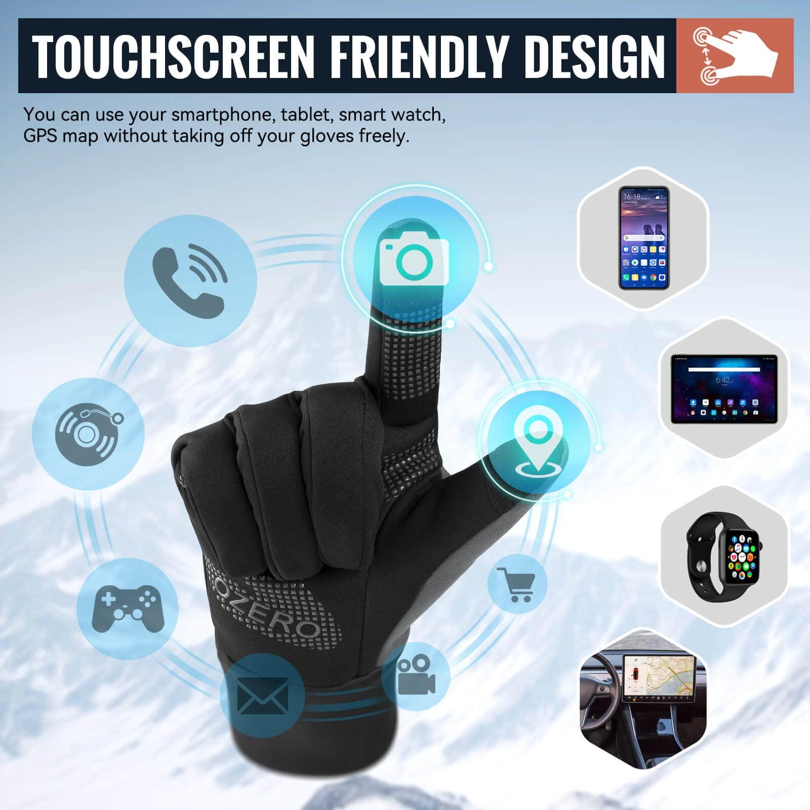 OZERO Winter Touchscreen Gloves for Men: Warm Running Gloves Windproof Water Resistant - Lightweight Thermal Glove for Hiking Cycling Driving - Image 3