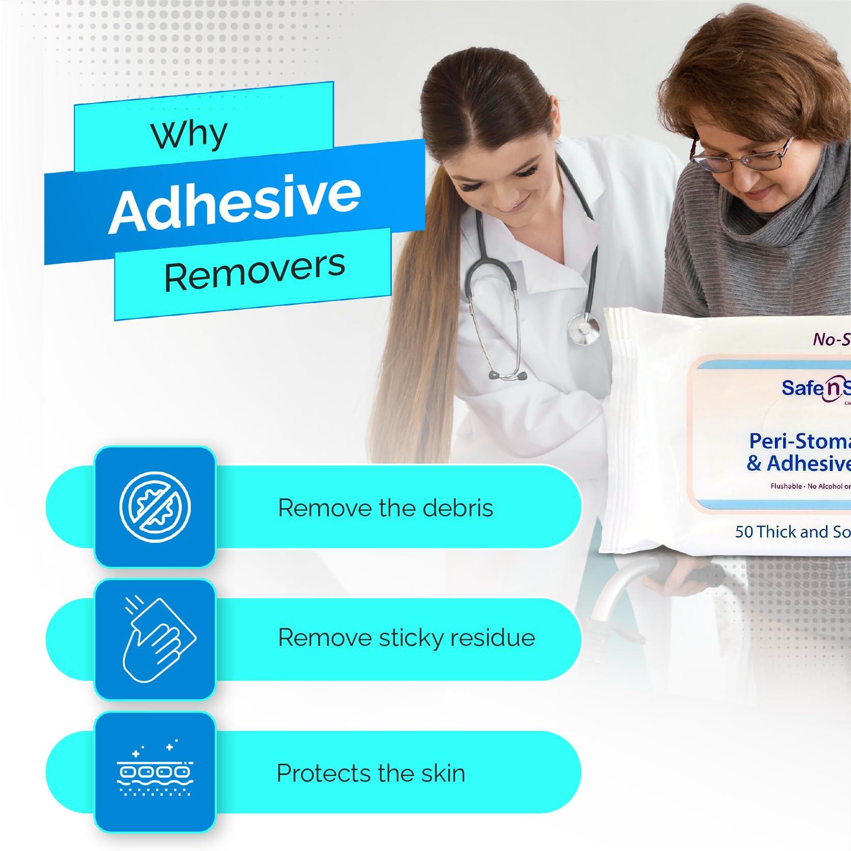 Safe n' Simple Adhesive Remover Wipes - 50 Large No-Sting Skin Prep Wipes Medical Skin Adhesive Remover - Adhesive Removing Wipes for Skin - Non-Alcohol - Image 5