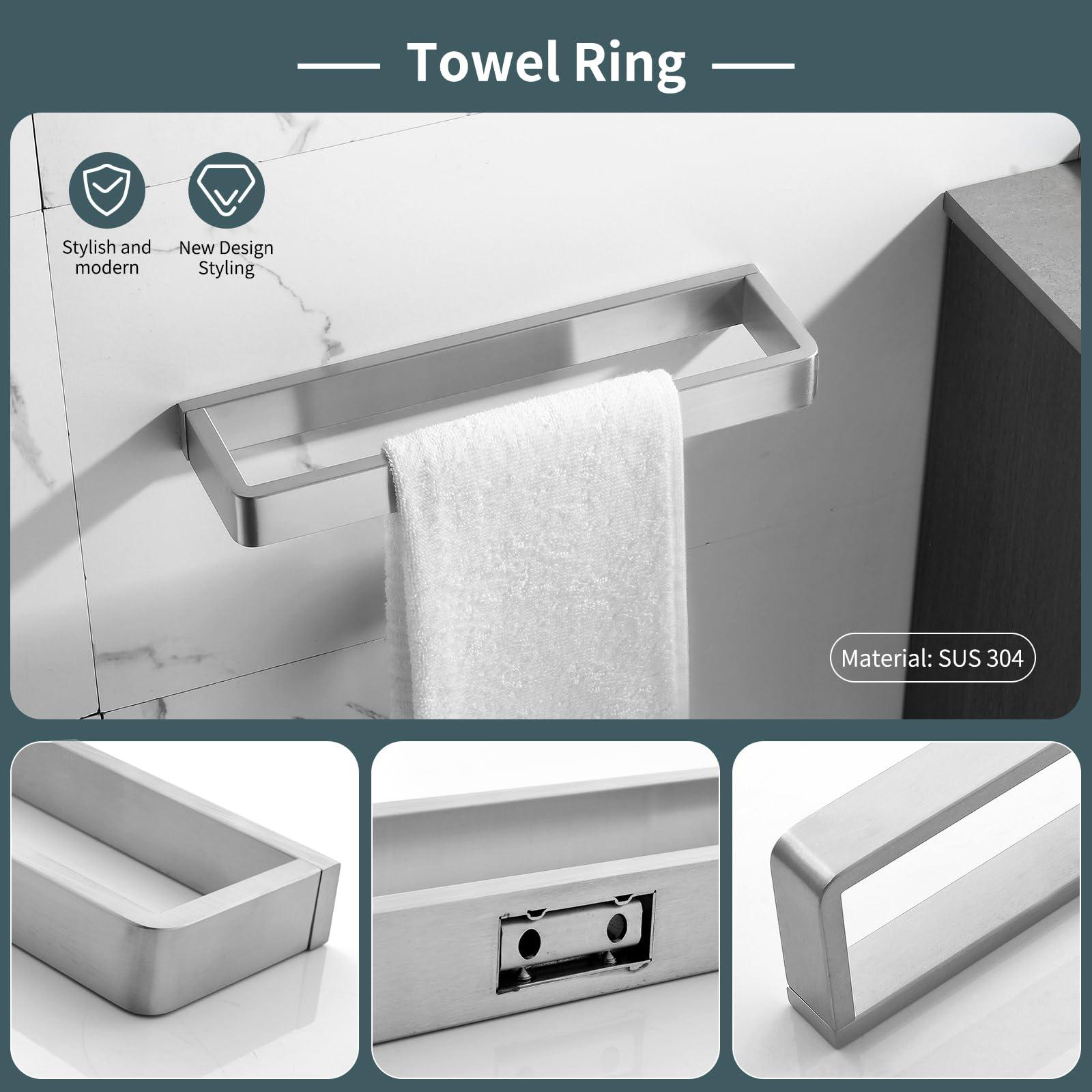 YACVCL 4-Piece Bathroom Hardware Set Brushed Nickel Towel Bar Set Premium Stainless Steel Bath Towel Holder Sets Towel Racks Wall Mounted - Image 4