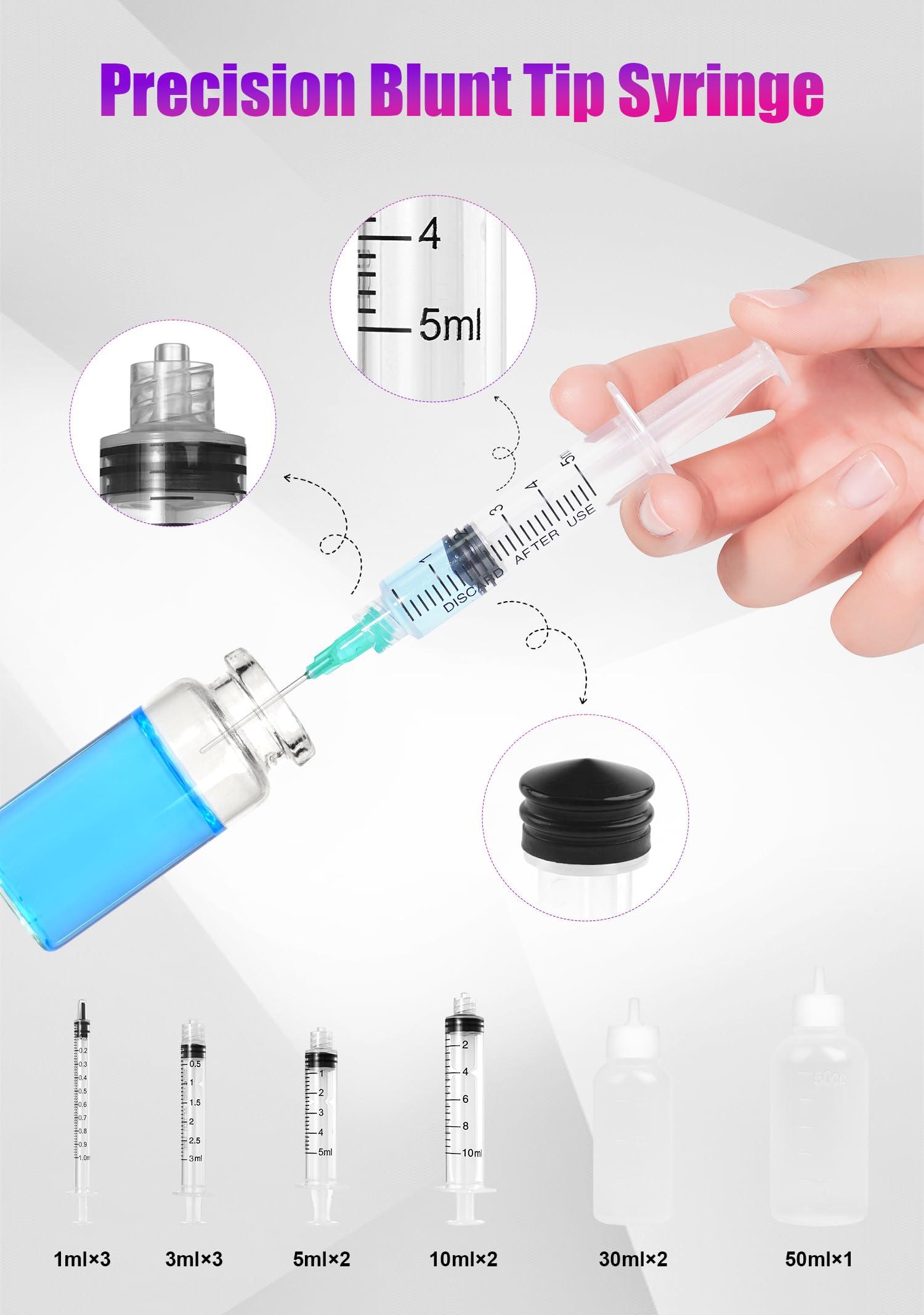 Glue Syringe Needle Tip Squeeze Bottles Set (1ml-50ml), 14G-22G Blunt Needle Tip with Caps, Precision Glue Applicator for Oil, Ink and Art Crafts - Image 5