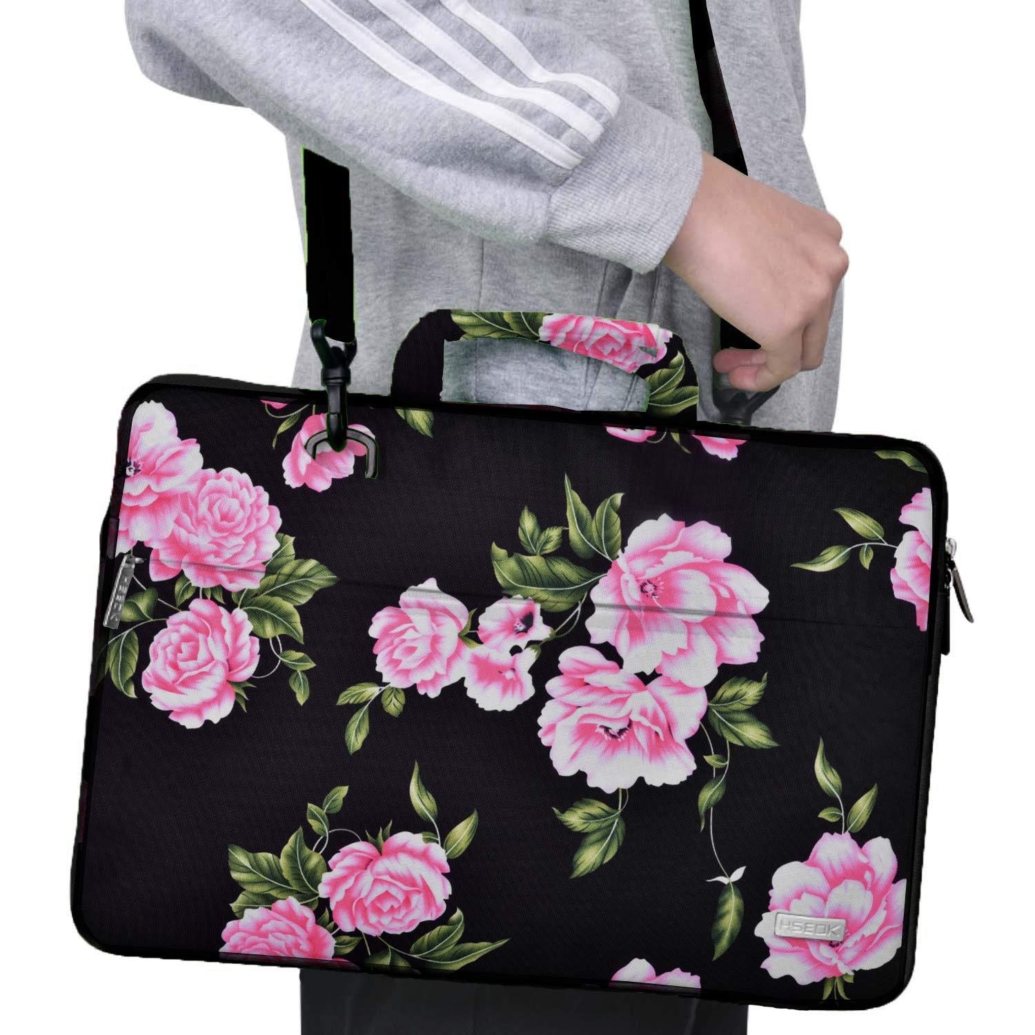 Laptop Shoulder Bag 13 13.3 14 Inch Case Compatible with MacBook Pro 14 2025-2021 M4/M3/M2/M1, Mac Air/pro 13-13.3 Inch and Most Popular 13-14 Notebooks,Spill-Resistant Briefcase,Peony - Image 8