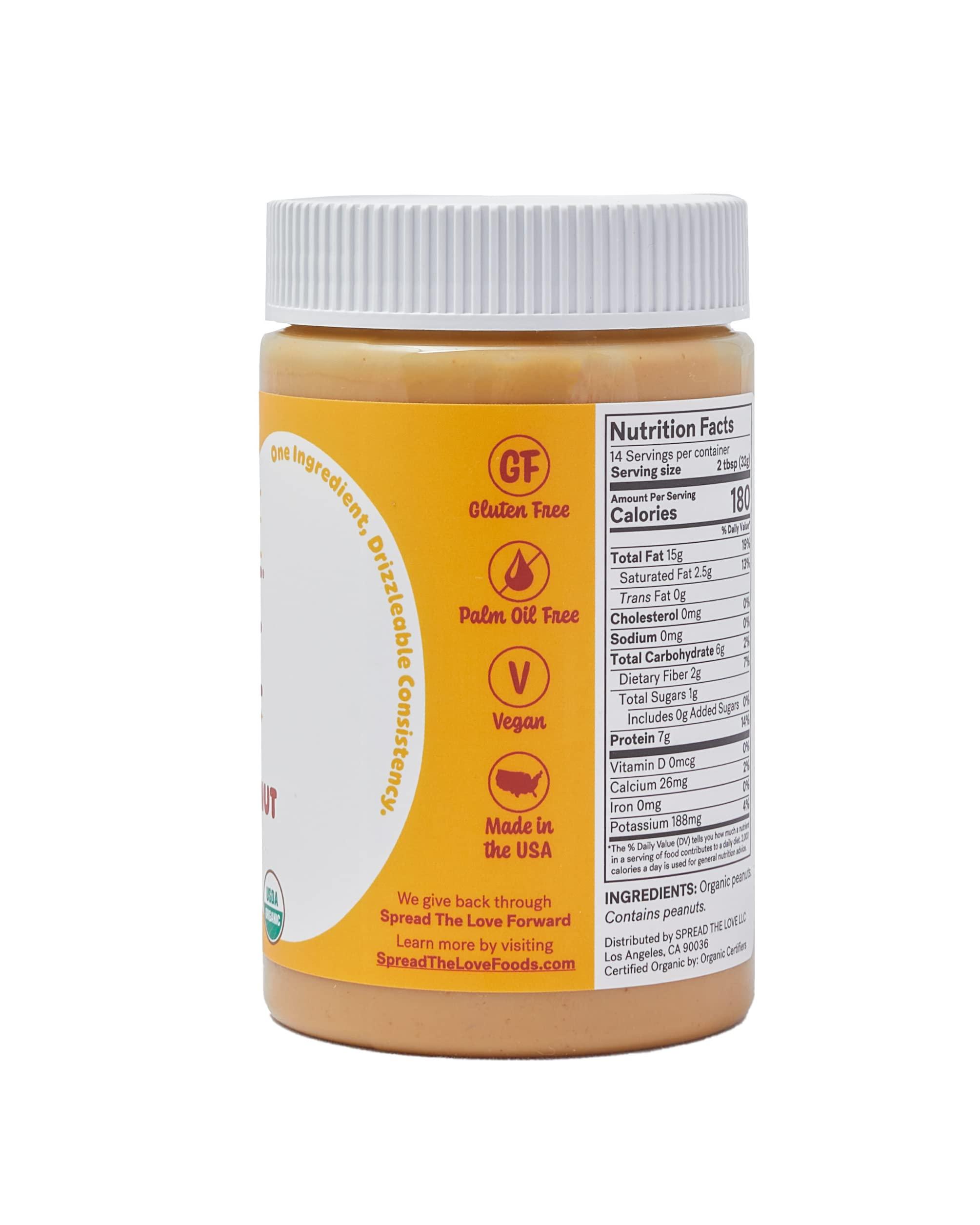 Spread The Love NAKED Organic Peanut Butter, 16 Ounce (Organic, All Natural, Vegan, Gluten-free, Creamy, Dry-Roasted, No added salt, No added sugar, No palm oil) (1-Pack) - Image 4