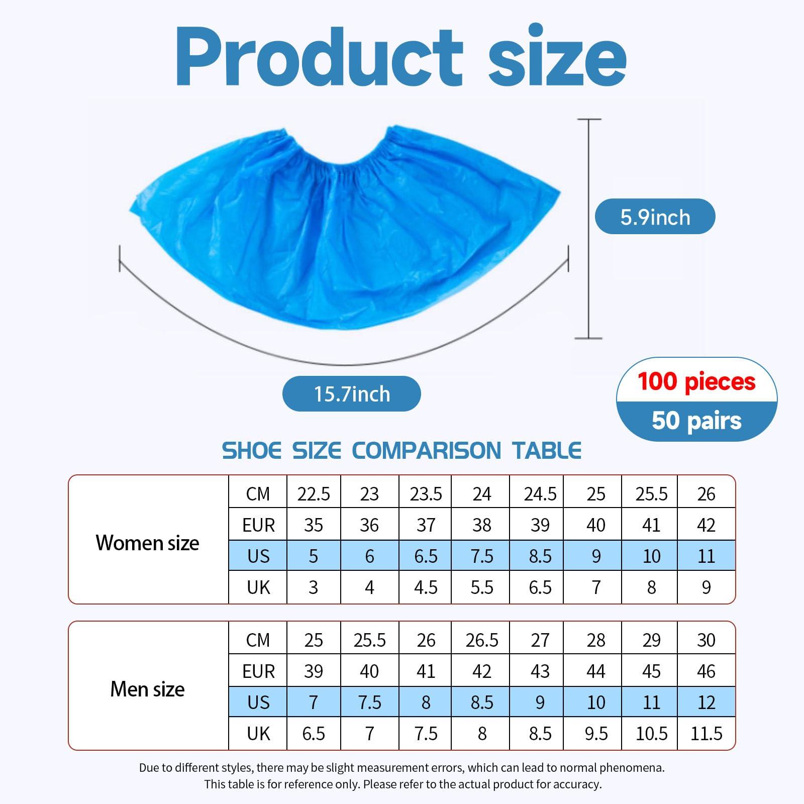 Kearning 100 Pack(50 Pairs)Shoe Covers Disposable Waterproof Non Slip Shoe Cover Indoor Booties for Shoes Covers CPE Boot Covers Plastic Foot Covers Fits Size Up To Men 11 Women 13 for House Cleaning - Image 2