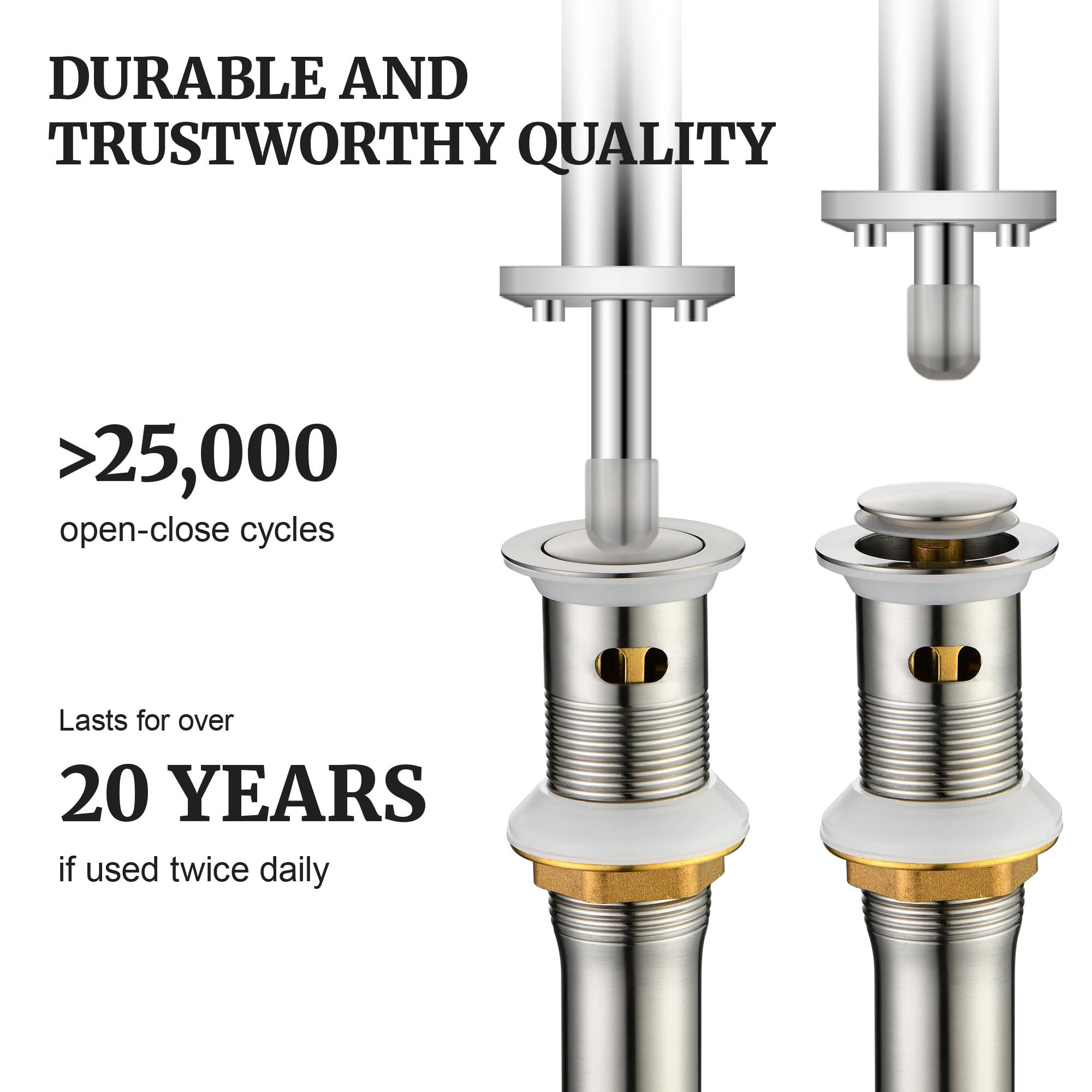 Pop up Sink Drain Stopper for Bathroom Vessel Vanity Sink Art Basin Brushed Nickel, Small Cap with Overflow, Metal Pop up Drain Strainer with Detachable Basket Stopper - Image 6