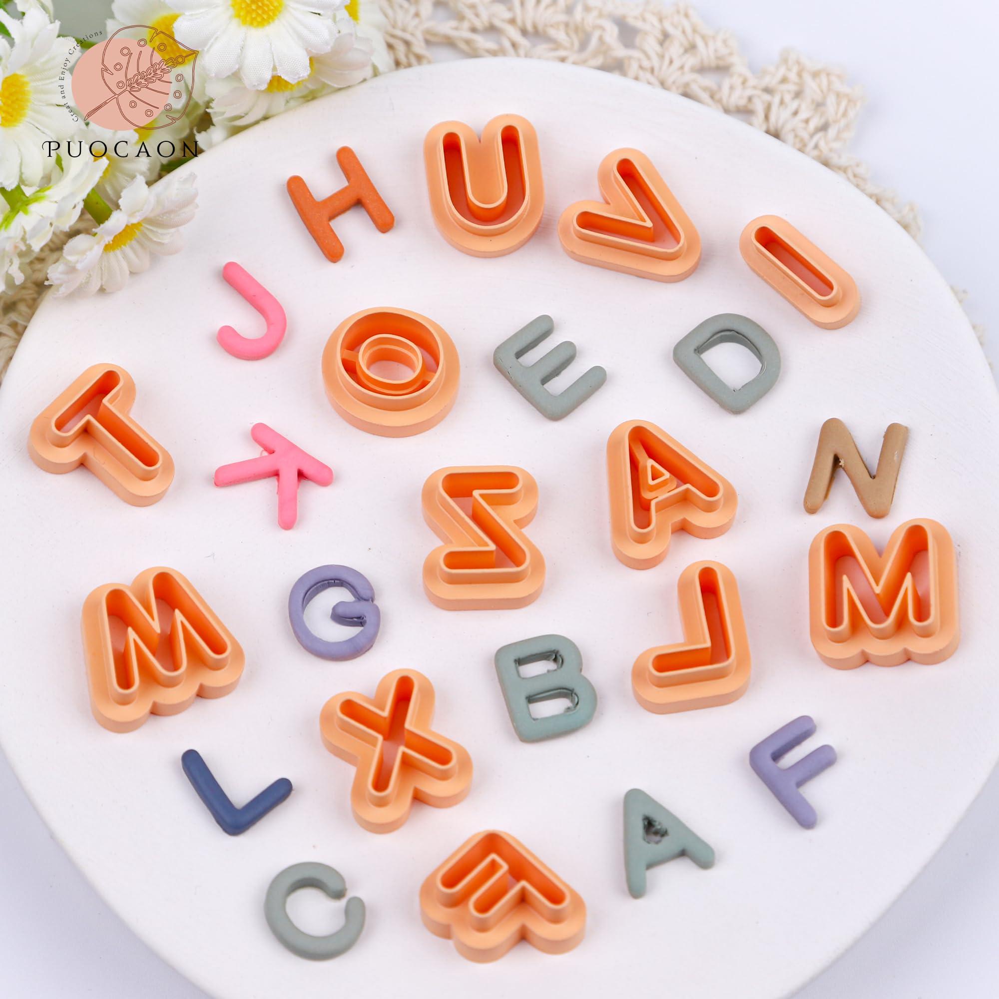 Puocaon Uppercase Letter Clay Cutters - 26 Letters Clay Cutters for Polymer Clay Jewelry Making, Modern Resin Material, Adults - Image 3