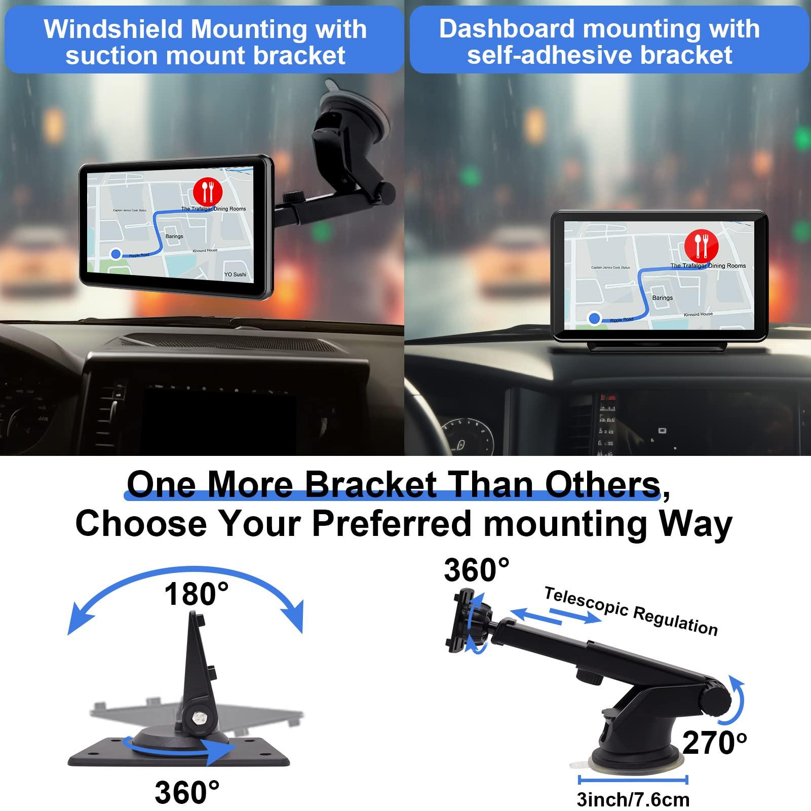 Jimtour Wireless Car Stereo with 7 Inch Touchscreen, Bluetooth Handsfree, Apple Carplay & Android Auto, GPS Navigation, FM/AUX/USB - Image 7