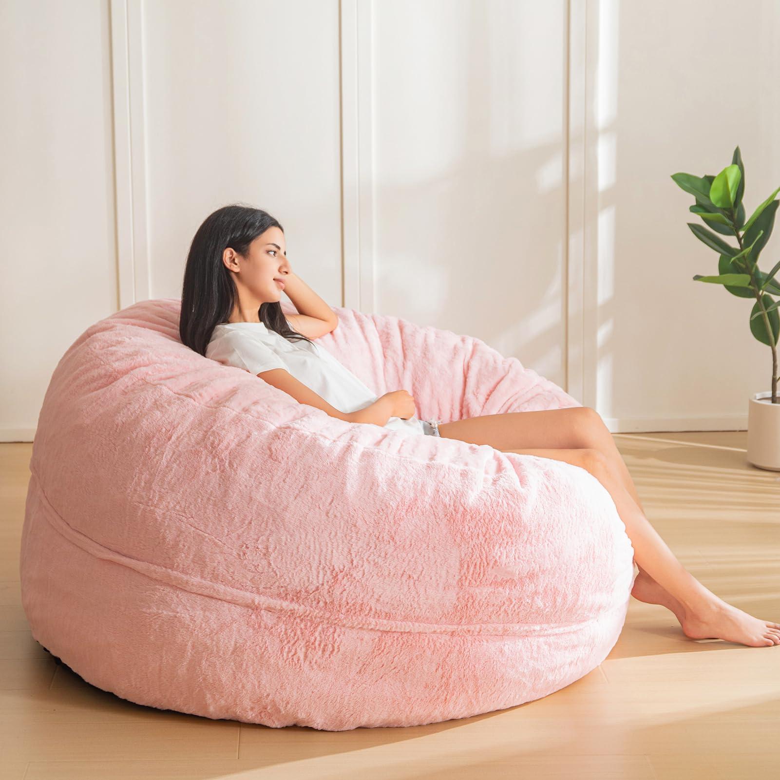 MAXYOYO Bean Bag Chair for Adults, Large 4 ft Bean Bag Chair with Foam Filling, Ultra Soft Fur Lazy Sofa for Living Room Bedroom, Machine Washable Cover - Image 5