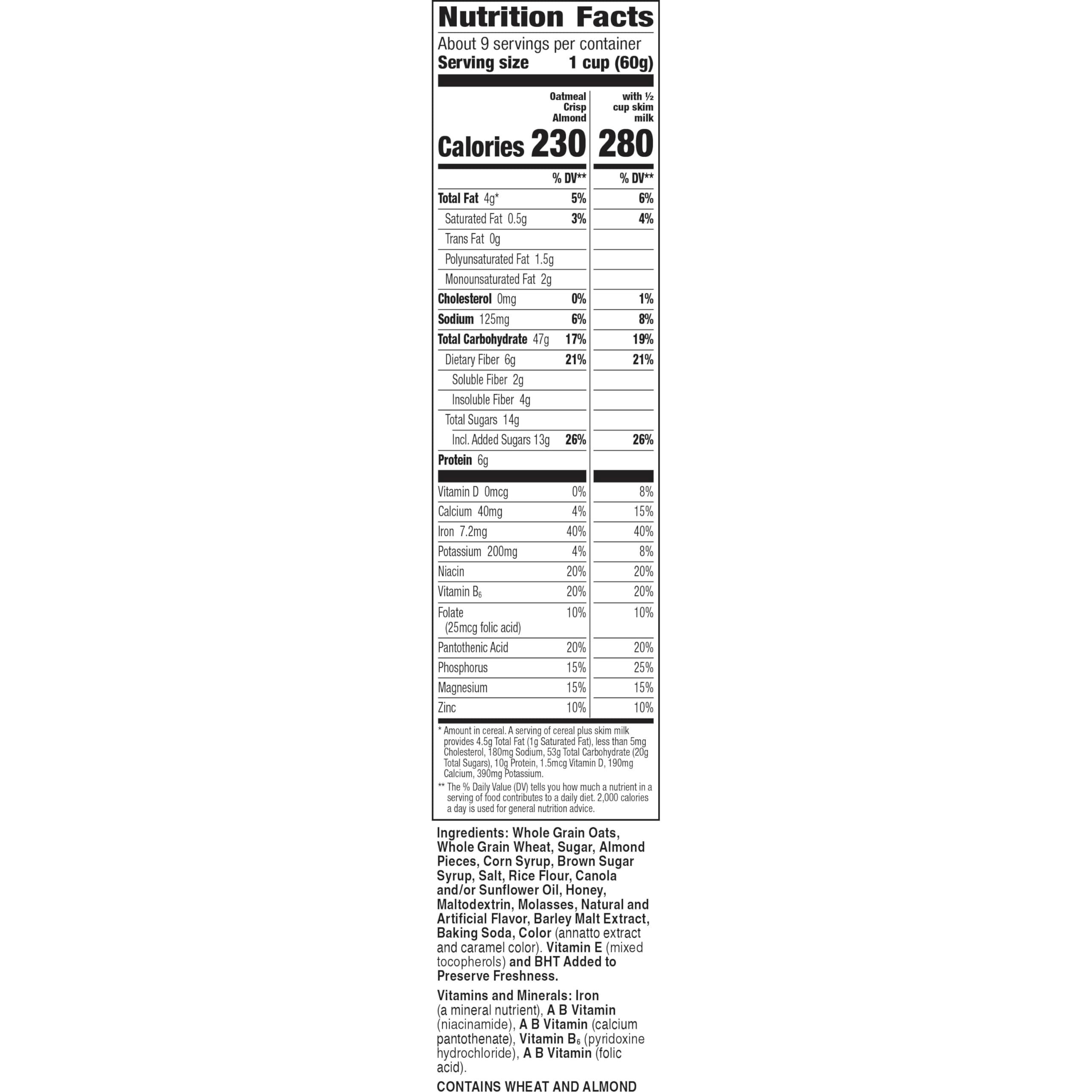 Oatmeal Crisp Heart Healthy Cereal, High Fiber Cereal Made with Whole Grain, 19.7 oz - Image 2