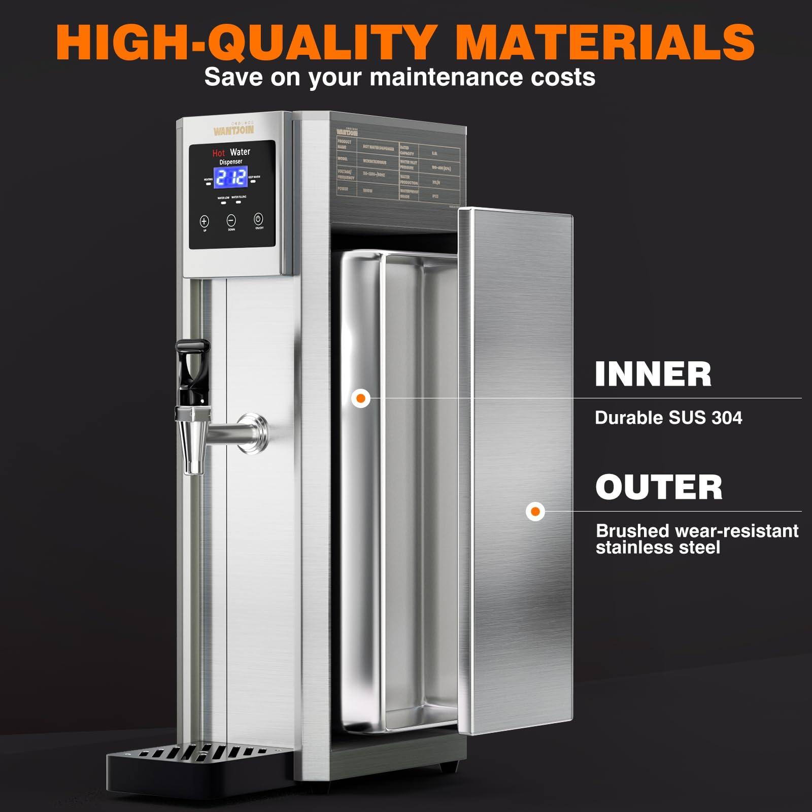 WantJoin Hot Water Dispenser Commercial Water Boiler 20L(5.2GAL)/Hour Step-Heating Electric Countertop Water Dispenser Automatic Temperature Control 32°F-212°F, for Boba Tea Coffee Shop Office 1800W - Image 6