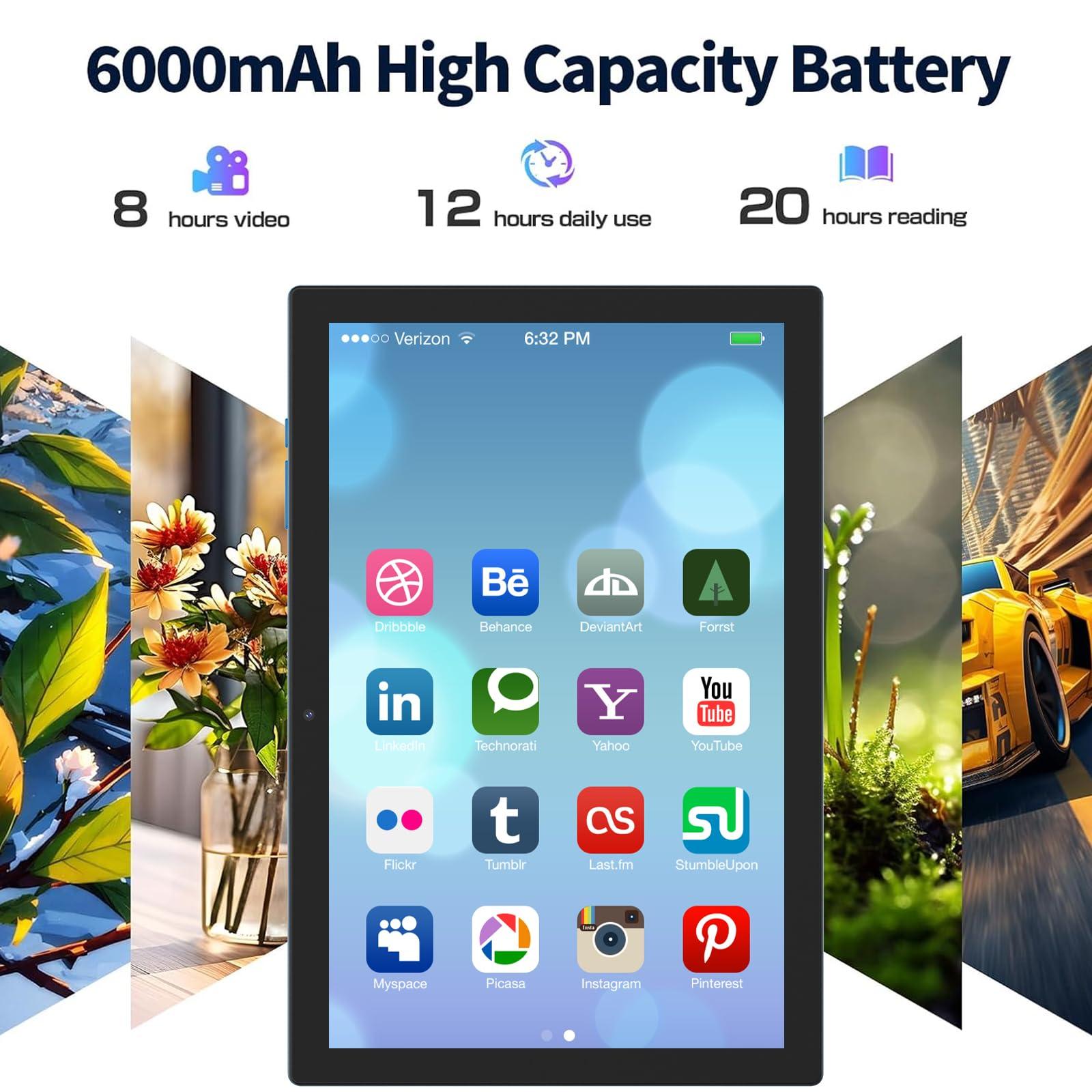 Android 15 Tablet, 10 inch 2 in 1 Tablets with Keyboard, 18GB RAM 128GB ROM 2TB Expand, Quad-Core 2.0Ghz CPU, 5G WiFi 6, BT5.0, 1280x800 HD Touchscreen, 6000mAh, Widevine L1, GMS Tablet, Navy - Image 3