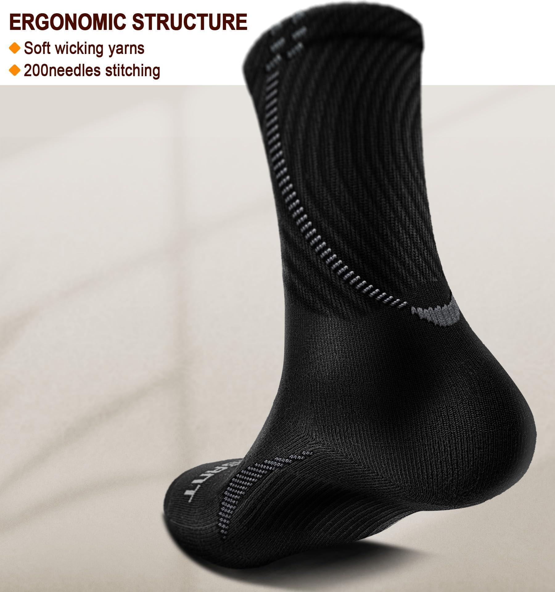 BULLIANT Men Socks, Athletic Compression Crew Socks Cushioned for Men Running Sports Hiking Fishing Arch Support - Image 2