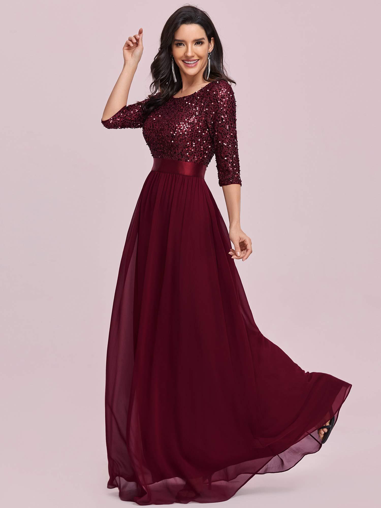 Ever-Pretty Women's Elegant A Line Crew Neck Half Sleeve Sequin Maxi Evening Dress 00683 - Image 3