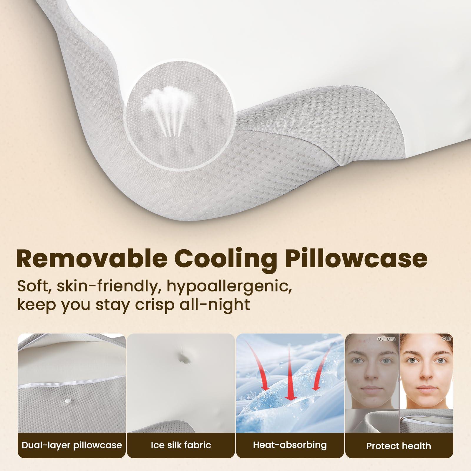 Tranqifit Cervical Pillow for Neck Pain Relief, Memory Foam Pillows for Sleeping, Ergonomic Orthopedic Pillow with Cooling Pillowcase, Contour Neck Support Pillow for Side, Back and Stomach Sleepers - Image 7