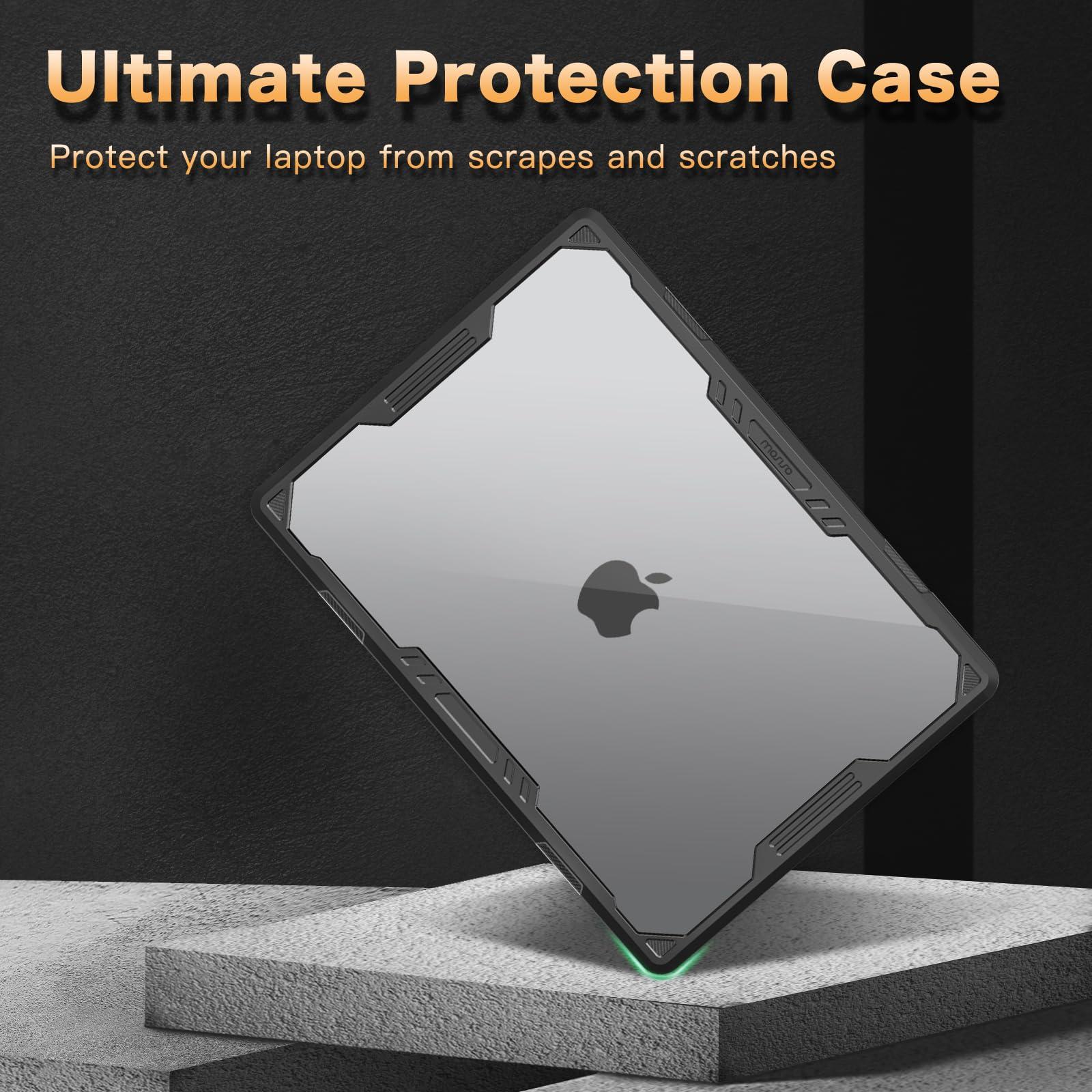 MOSISO Compatible with MacBook Air 13 inch Case 2025-2022 M4 A3240 M3 A3113 M2 A2681, Symmetric Geometric Heavy Duty Hard Case with TPU Bumper&Keyboard Skin&Type C for MacBook Air 13.6, Black - Image 3