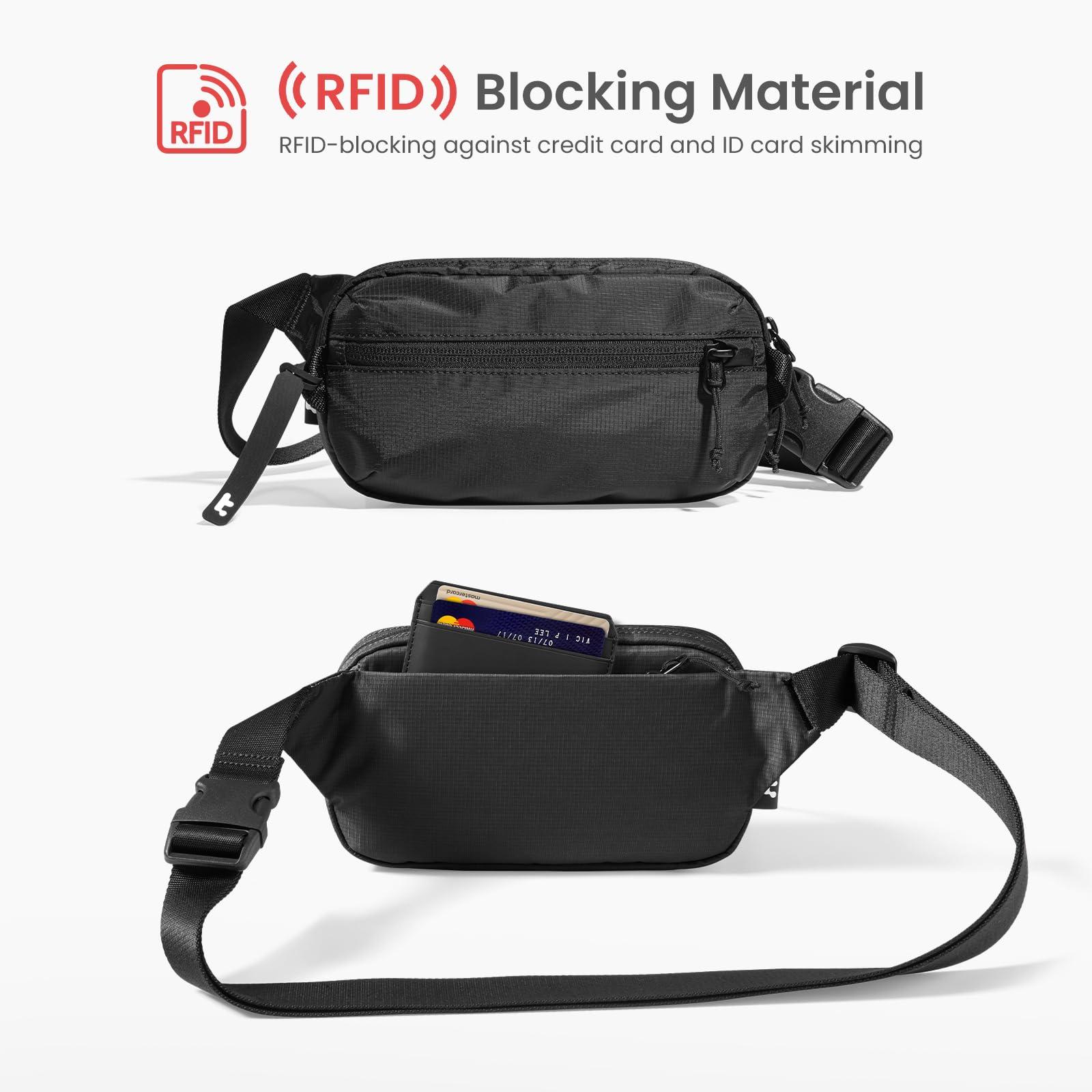 tomtoc 1.5L Sling Bag with RFID Blocking, Crossbody Bag Minimalist Chest Shoulder Pack for Men and Women, Water-resistant Lightweight Casual Waist Fanny Pack for Travel, Daily Use - Image 4