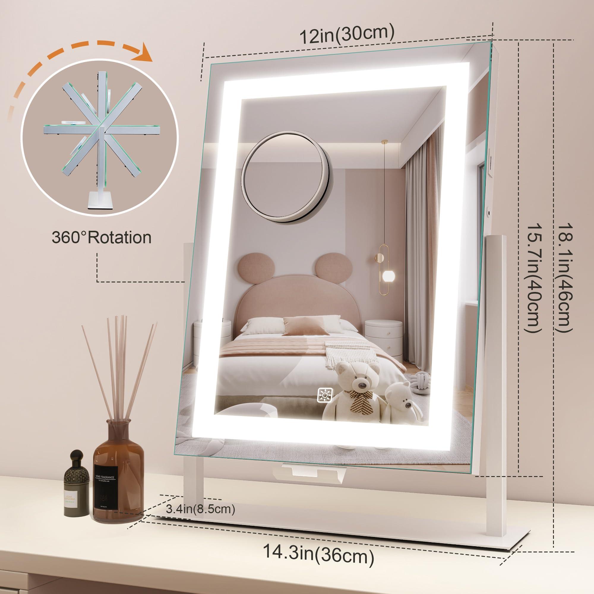 STARLEAD 16" x 12" Makeup Mirror with Lights and 10X Magnification, 3-Color Dimmable LED Lighting & Touch Control for Travel/Dressing Room - Image 4