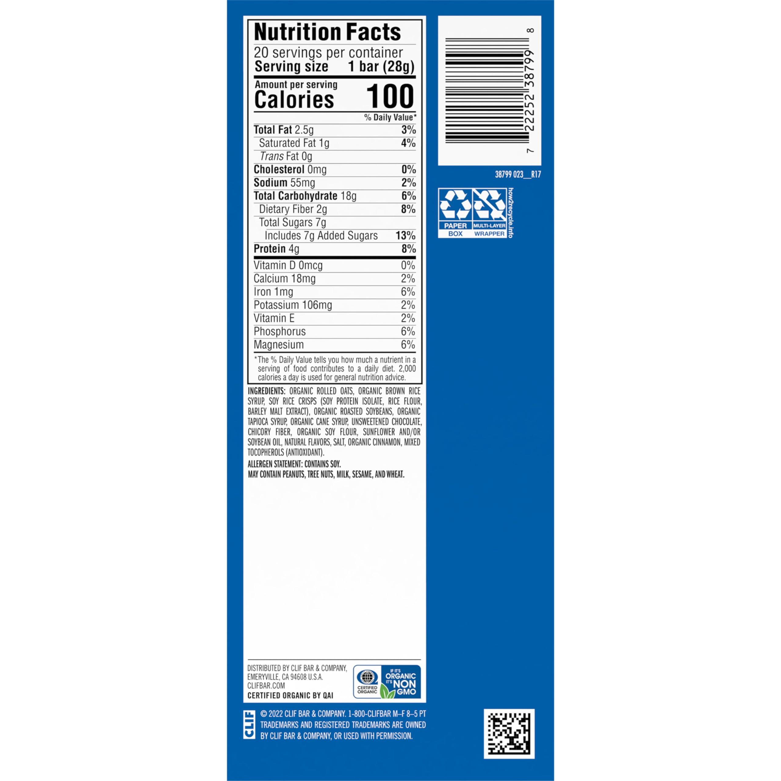 CLIF BAR Minis - Chocolate Chip - Made with Organic Oats - 4g Protein - Non-GMO - Plant Based - Snack-Size Energy Bars - 0.99 oz. (20 Pack) - Image 3