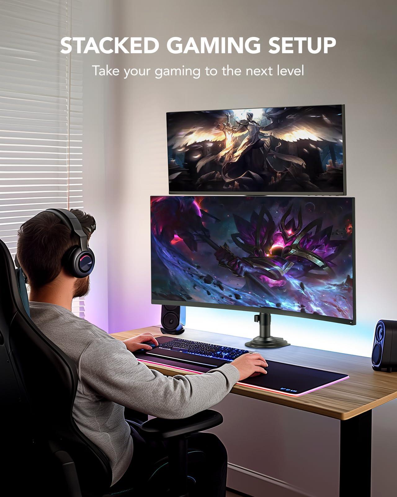 HUANUO 17-32 Inch Dual Monitor Stand, Gas Spring Dual Monitor Mount, Monitor Stand 2 Monitors, Ergonomic Adjustable Tilt/Swivel/Rotate, Weight Max 19.8 lbs, VESA 75/100mm - Image 5