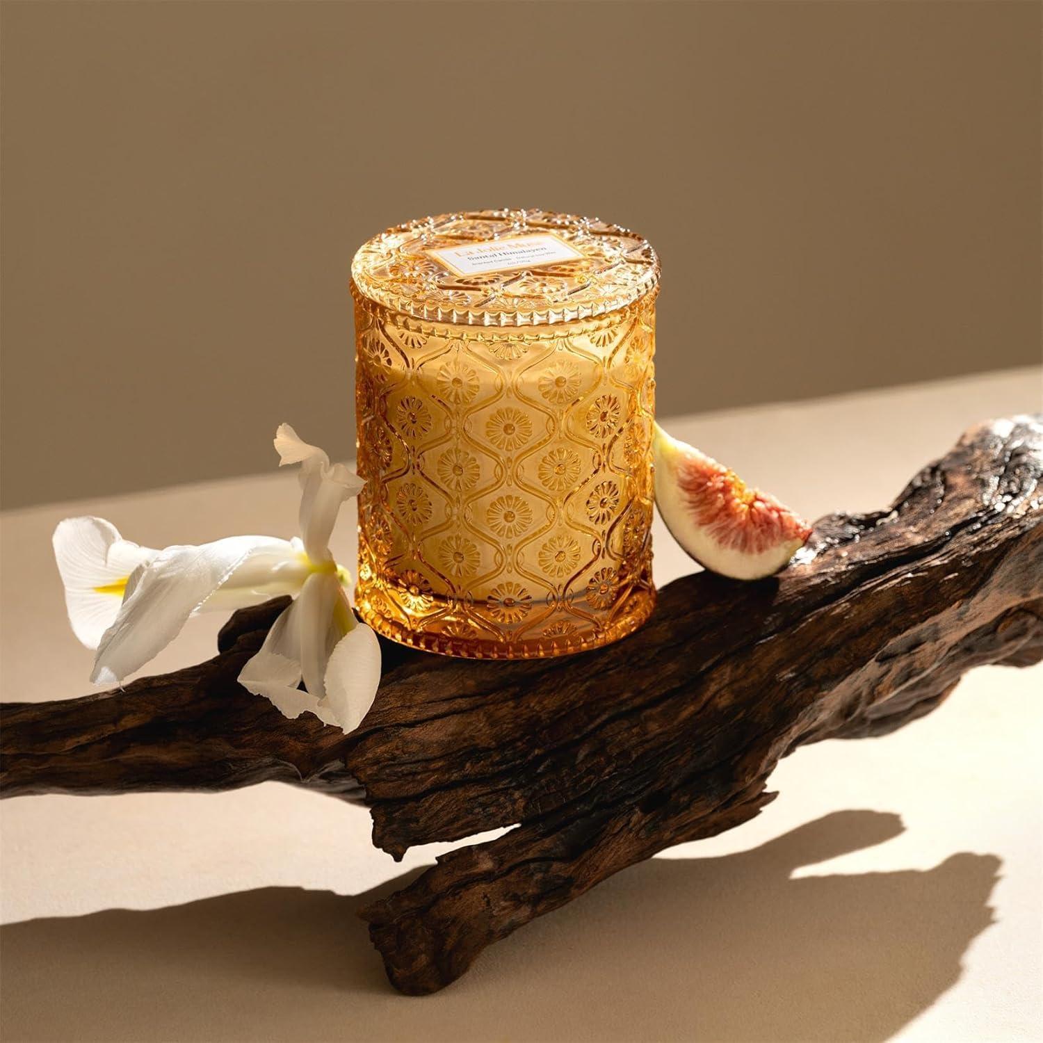 LA JOLIE MUSE Sandalwood Scented Candle, Santal Himalayen, for Home, Gift for Women & Men, 6 Oz 40 Hours Burn, Winter Candle - Image 4