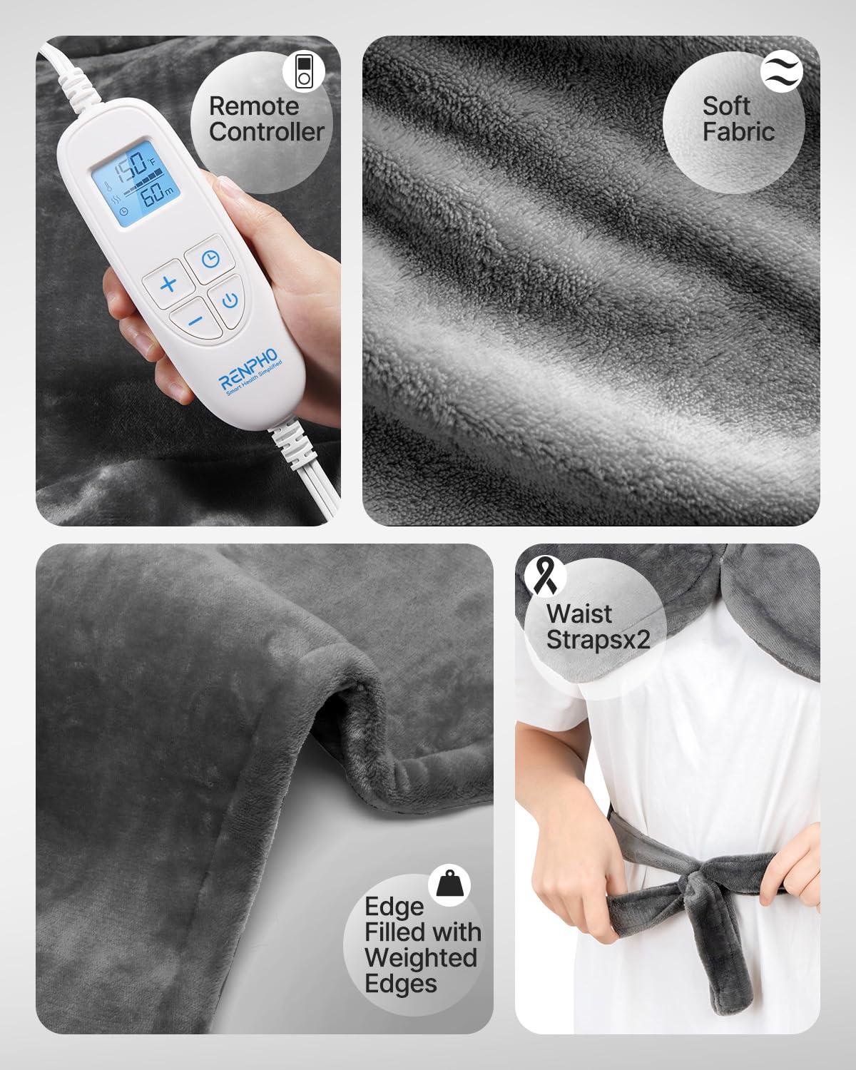 Electric Heating Pad for Back Pain Relief, RENPHO Fathers Day Dad Gifts, Birthday Gifts for Women Men Mom, FSA HSA Eligible, Heat Pad for Neck and Shoulders, Fast Heating, 24"x33", ETL Certified - Image 9