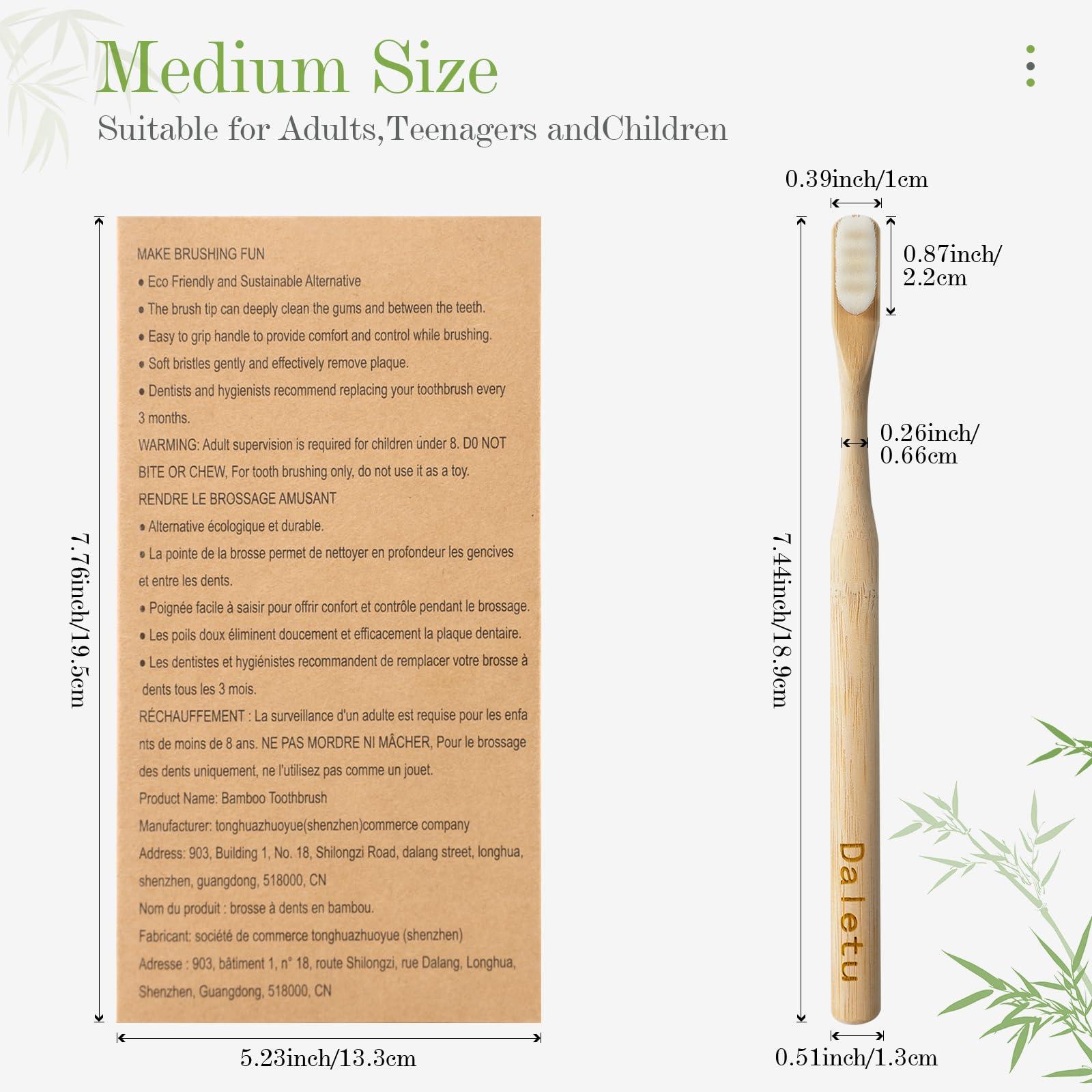 Daletu Bamboo Toothbrush, Biodegradable Toothbrushes Extra Soft Bristles, 20000 Soft Natural Bristle Toothbrush, Eco Friendly Toothbrushes for Sensitive Teeth Gum Recession - 4 Pack - Image 5