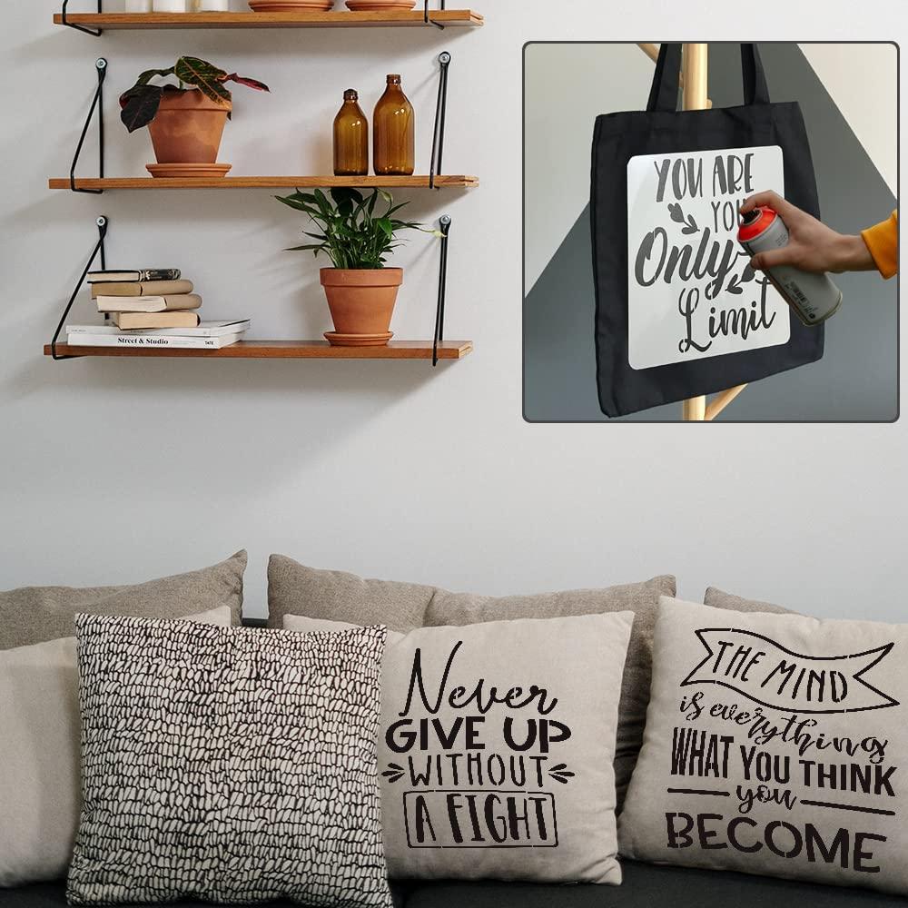 16 Pcs Inspirational Word Stencils, Quote & Phrase Sayings Templates, Craft Stencils for Painting on Wood, Wall, Canvas, Fabrics, Paper & Home Signs - Reusable 7.87 x 7.87 Inches - Image 2