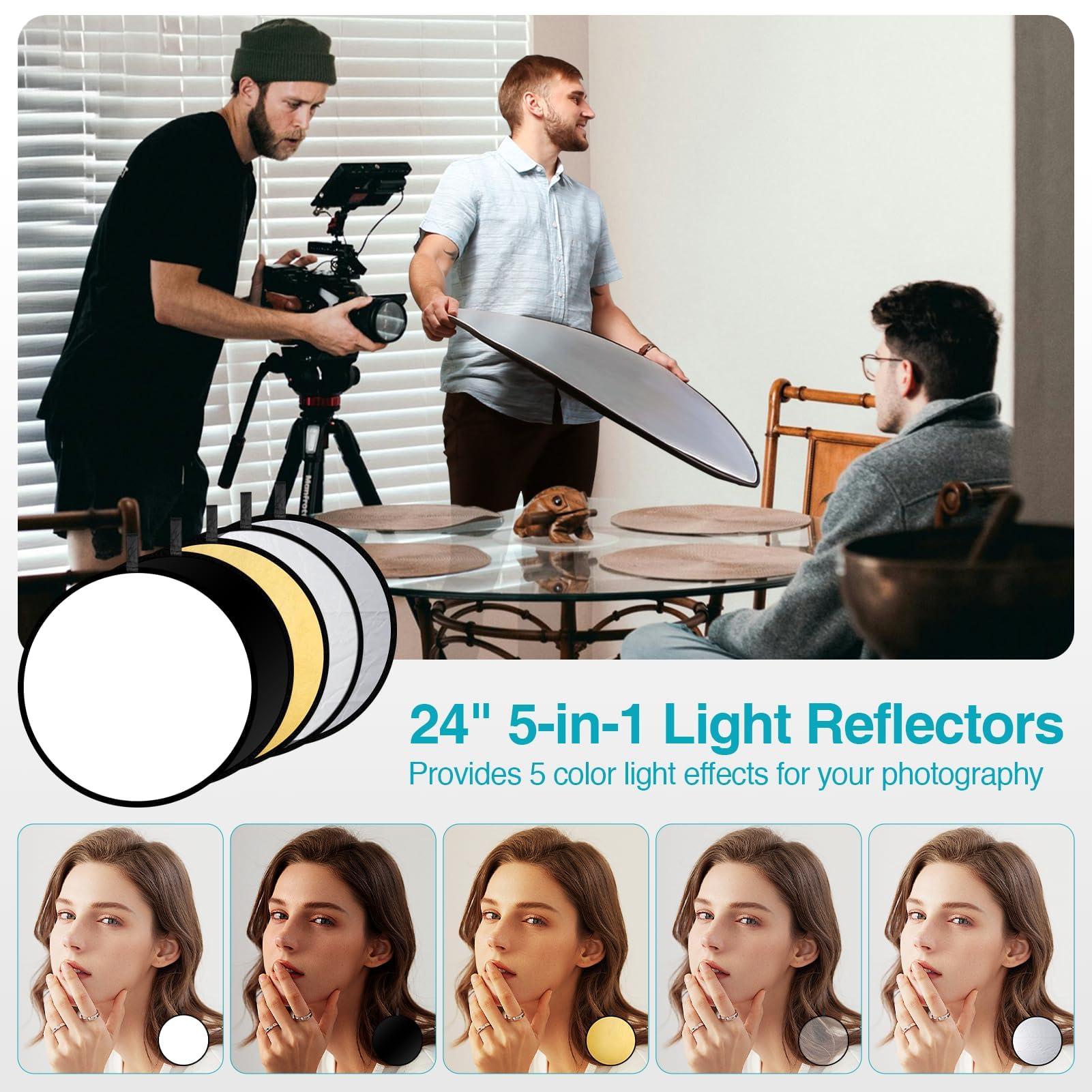 EMART 8.5 x 10 ft Backdrop Support System, Professional Photography Lighting Kit with 50W LED Blub, Reflector, 6 * 9ft Backdrop *3, Umbrellas&Softbox Lighting Kit for Studio, Portrait, Video Shooting - Image 5