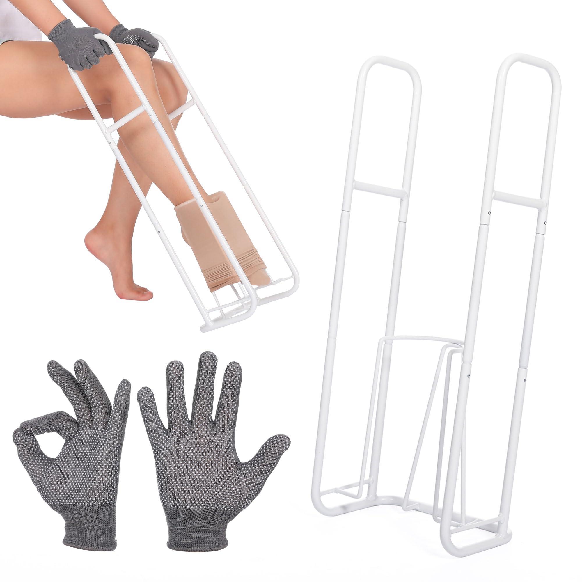 Upgraded Extra-Large Compression Sock Aid Device - Sock Aids for Compression Stocking - Helper Device for Putting on Hosiery - 14 in or More - 2024 Design (White)