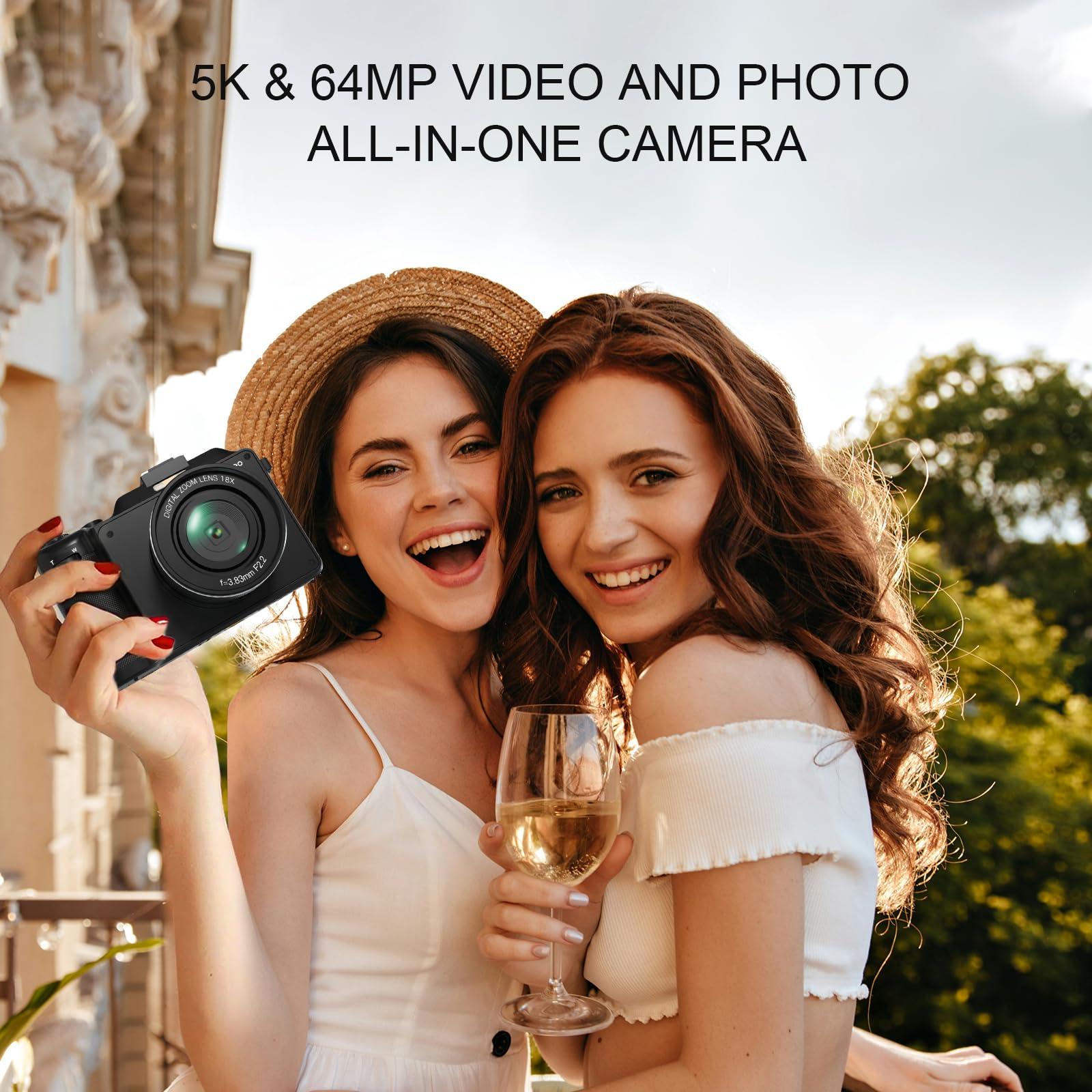 Yatao Digital Camera with WiFi, 64MP Photography and 4K 5K Vlogging Camera Kit for YouTube, Front and Rear Dual Camera for Convenient Selfie, Equipped with 64GB Micro Card - Image 2