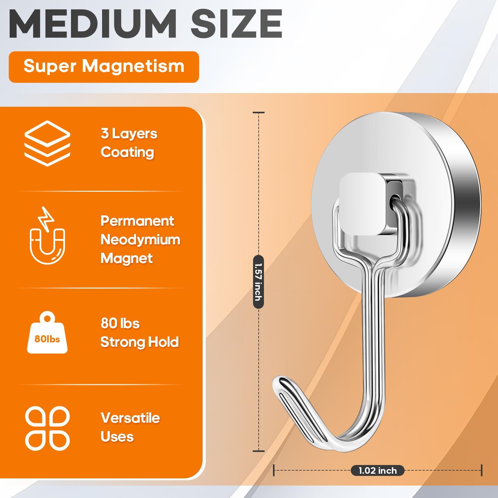 Neosmuk Magnetic Hooks, Cruise Ship Essentials, 80lb+ Swing Swivel Heavy Duty Magnetic Hooks for Cruise Cabins, Refrigerator, Grill, Hanging, and Travel,Extra Strong Must-Haves, Silver. - Image 6